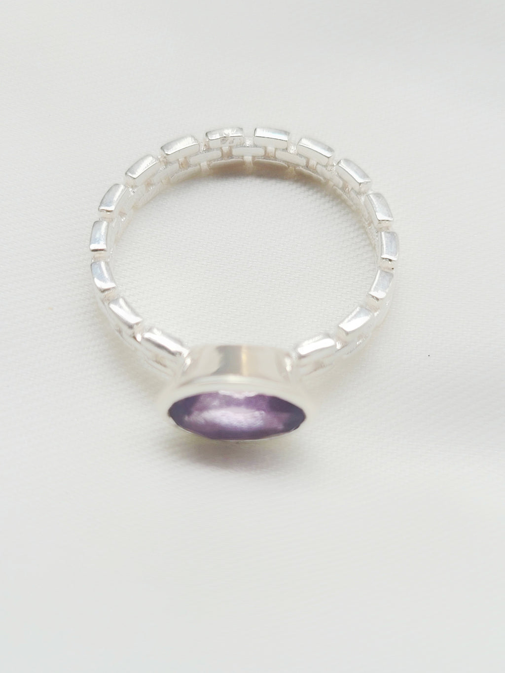 Amethyst Chain Light 92.5 Silver Handcrafted Ring