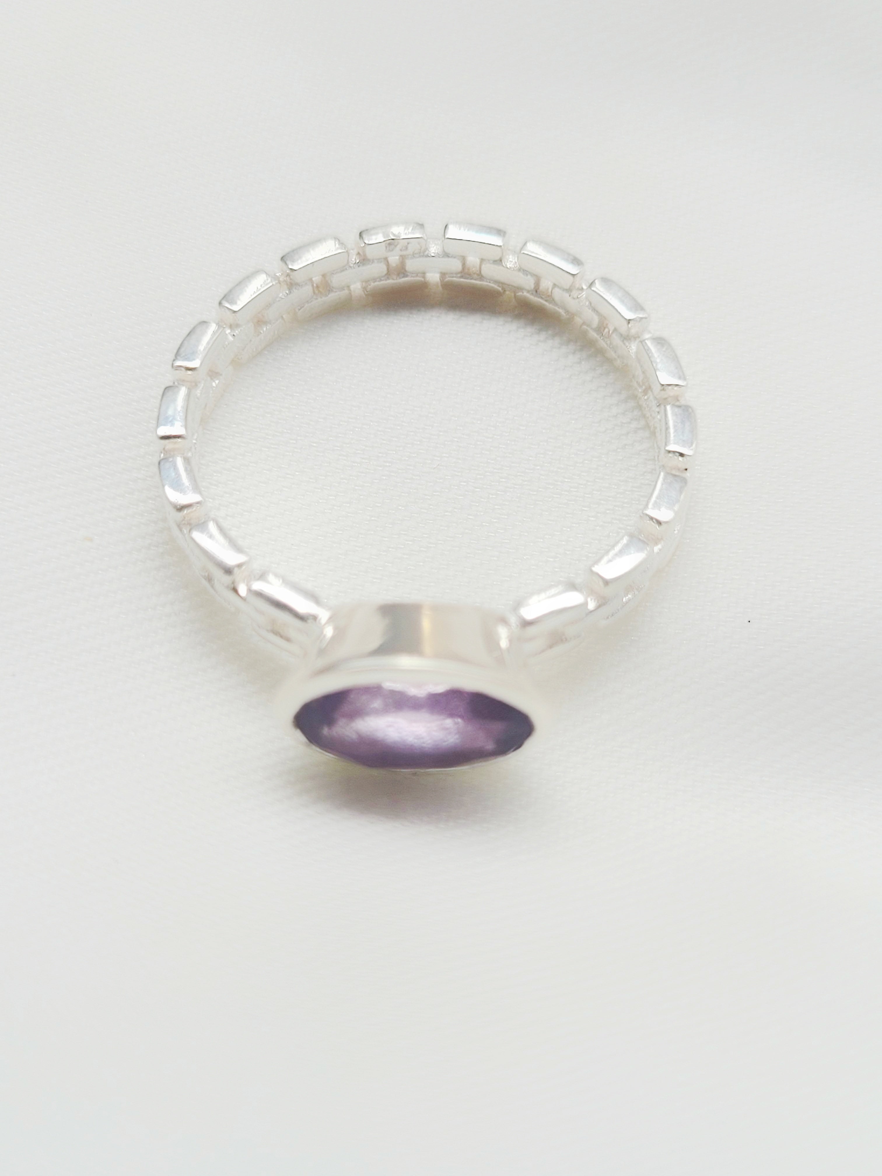 Amethyst Chain Light 92.5 Silver Handcrafted Ring