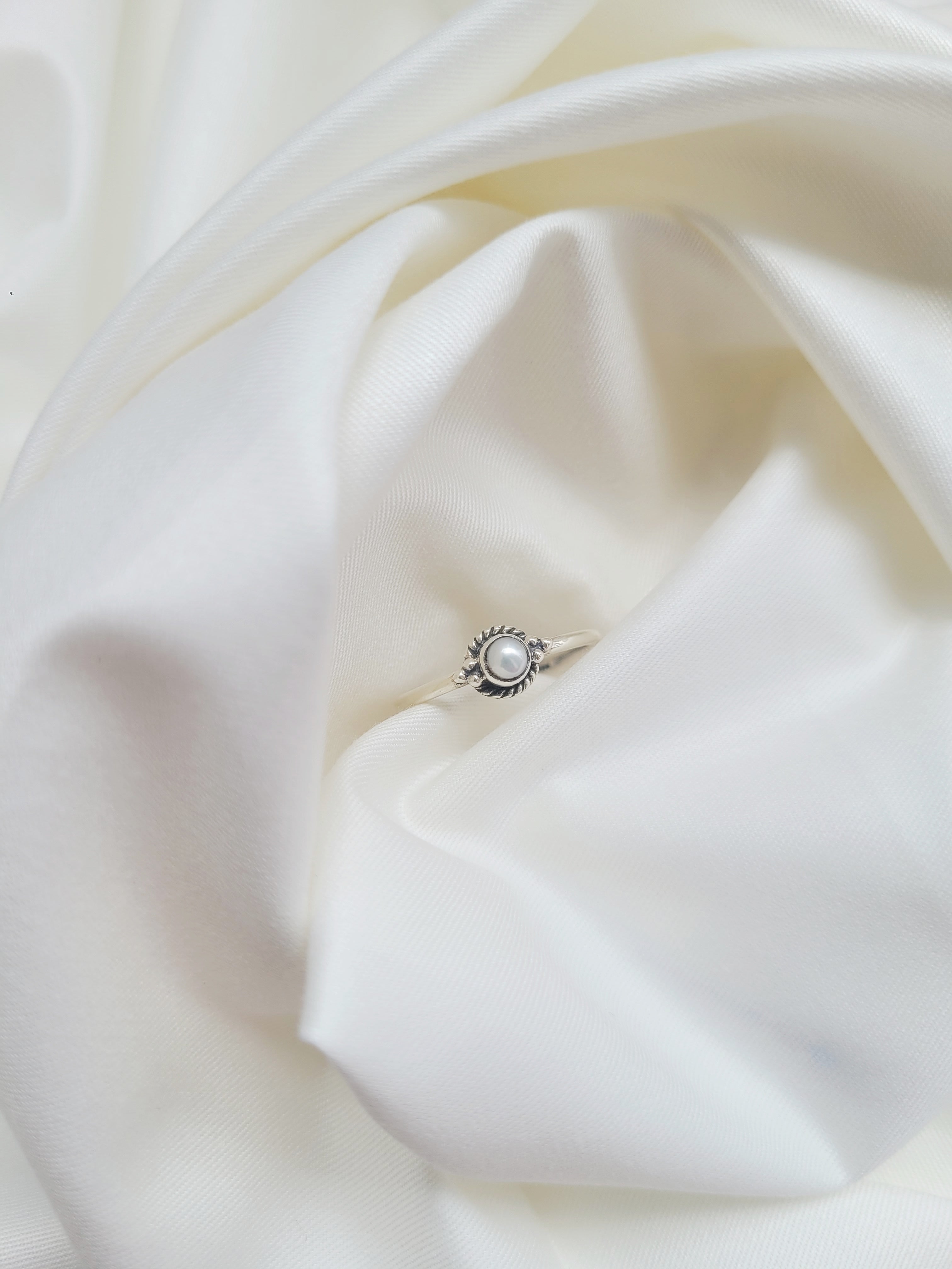 Pearl Halo Adjustable 92.5 Silver Handcrafted Ring