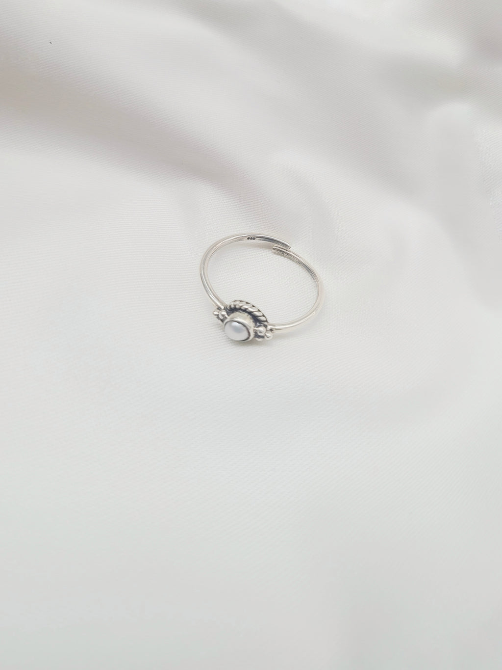 Pearl Halo Adjustable 92.5 Silver Handcrafted Ring