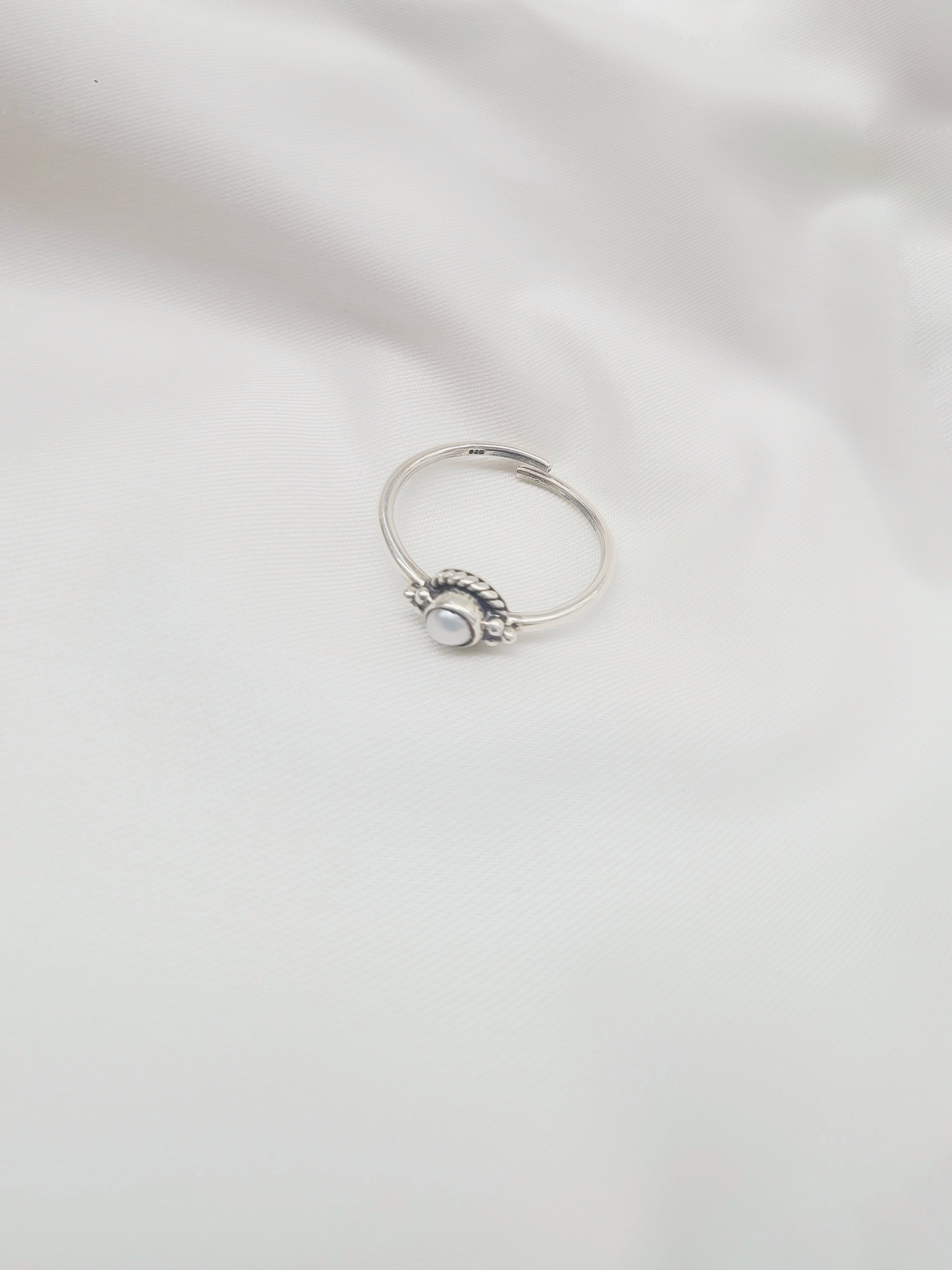 Pearl Halo Adjustable 92.5 Silver Handcrafted Ring
