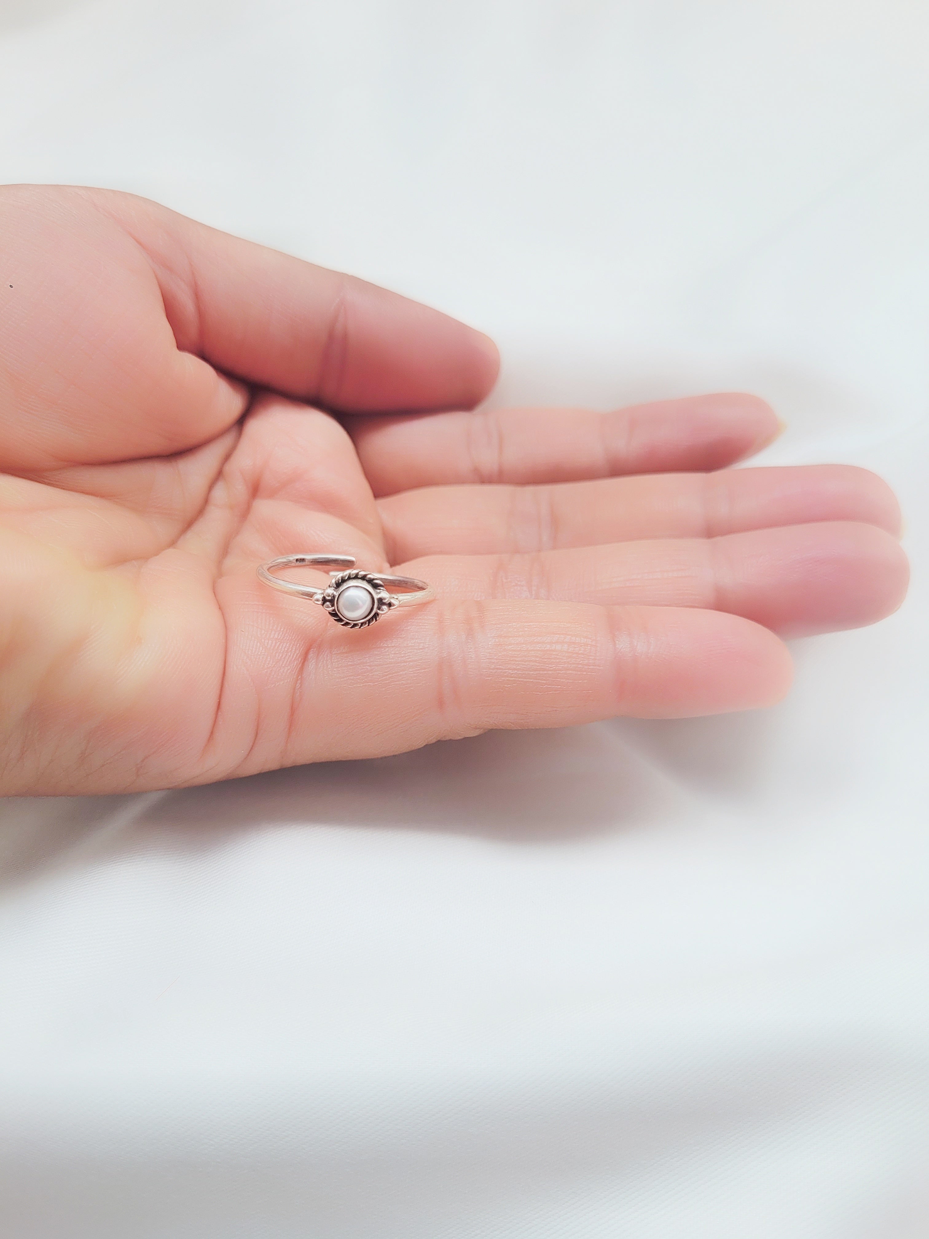 Pearl Halo Adjustable 92.5 Silver Handcrafted Ring