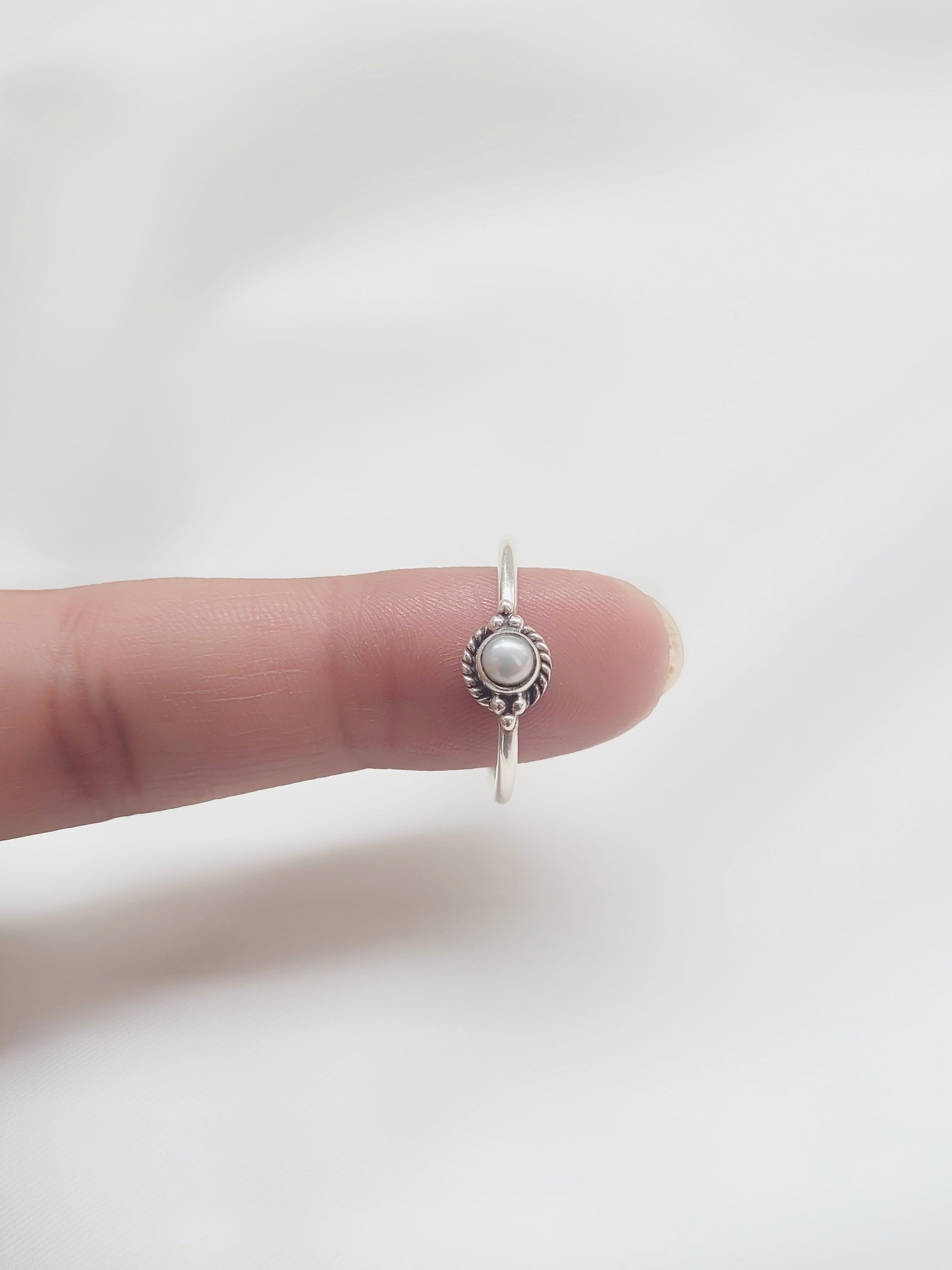 Pearl Halo Adjustable 92.5 Silver Handcrafted Ring