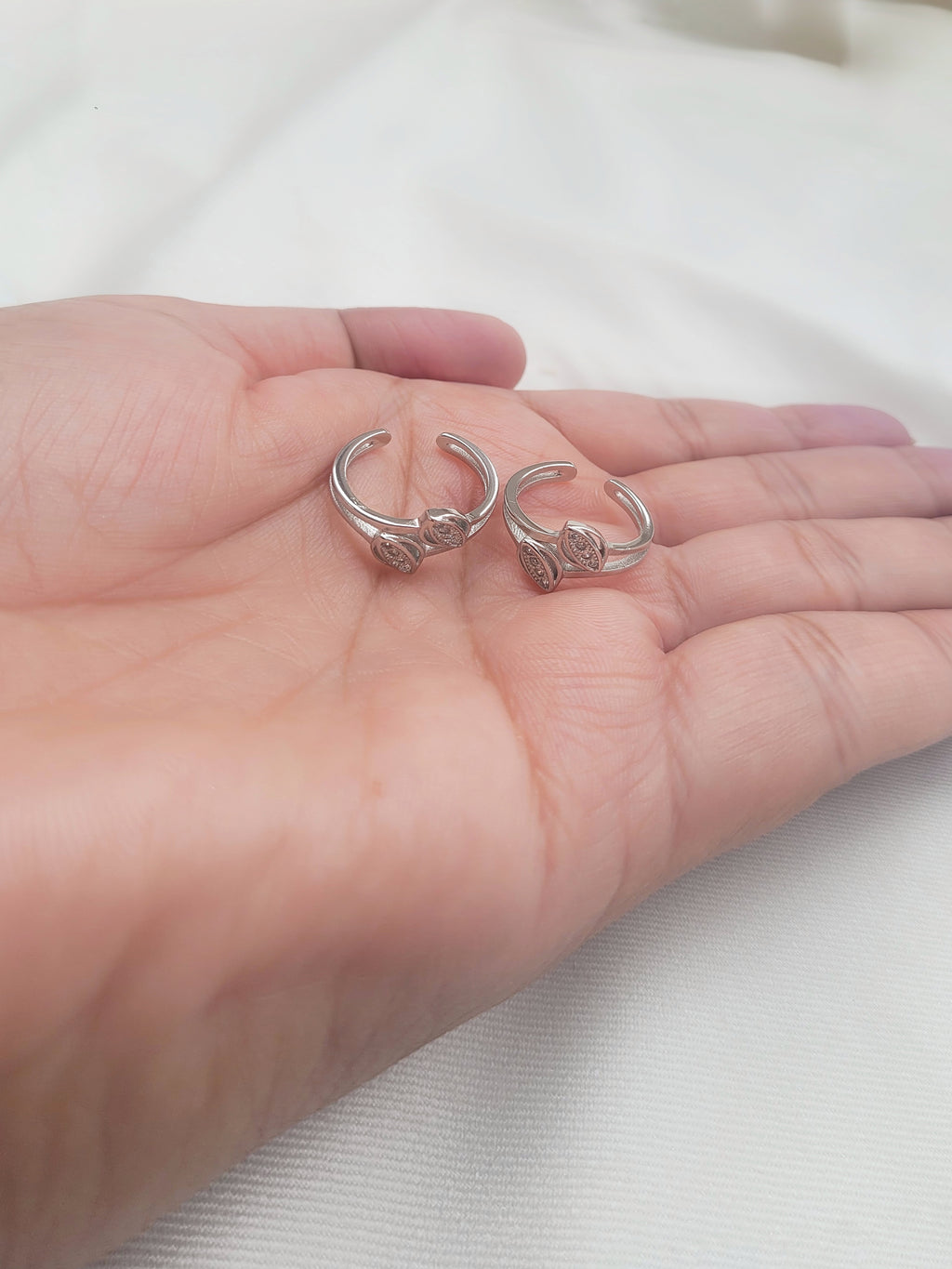 Leaf Harmony 92.5 Silver Toe Rings - Pair
