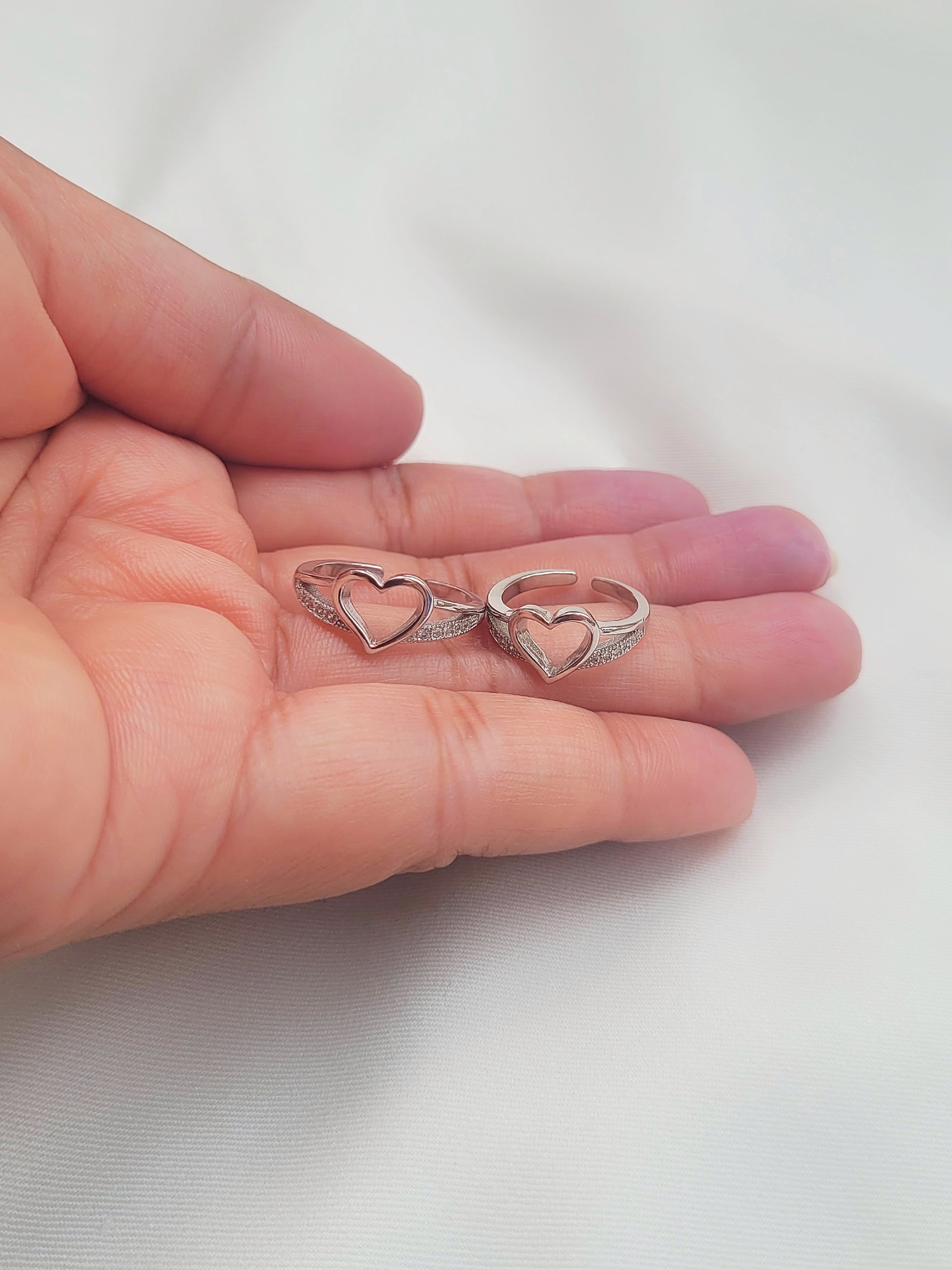 Eternal Heart 92.5 Silver Toe Rings - Pair