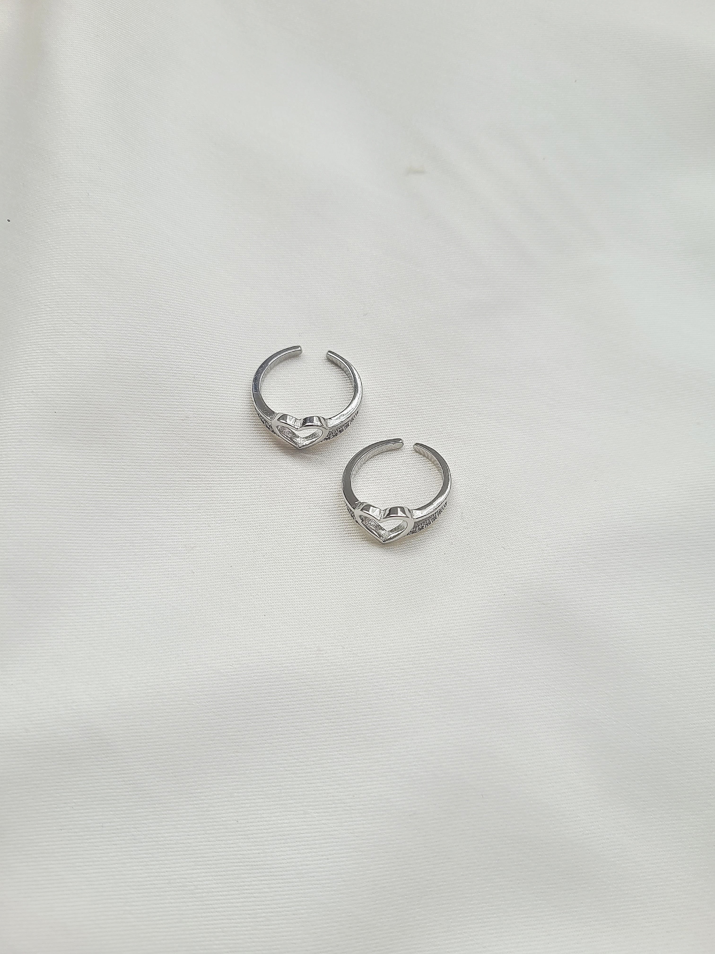 Eternal Heart 92.5 Silver Toe Rings - Pair