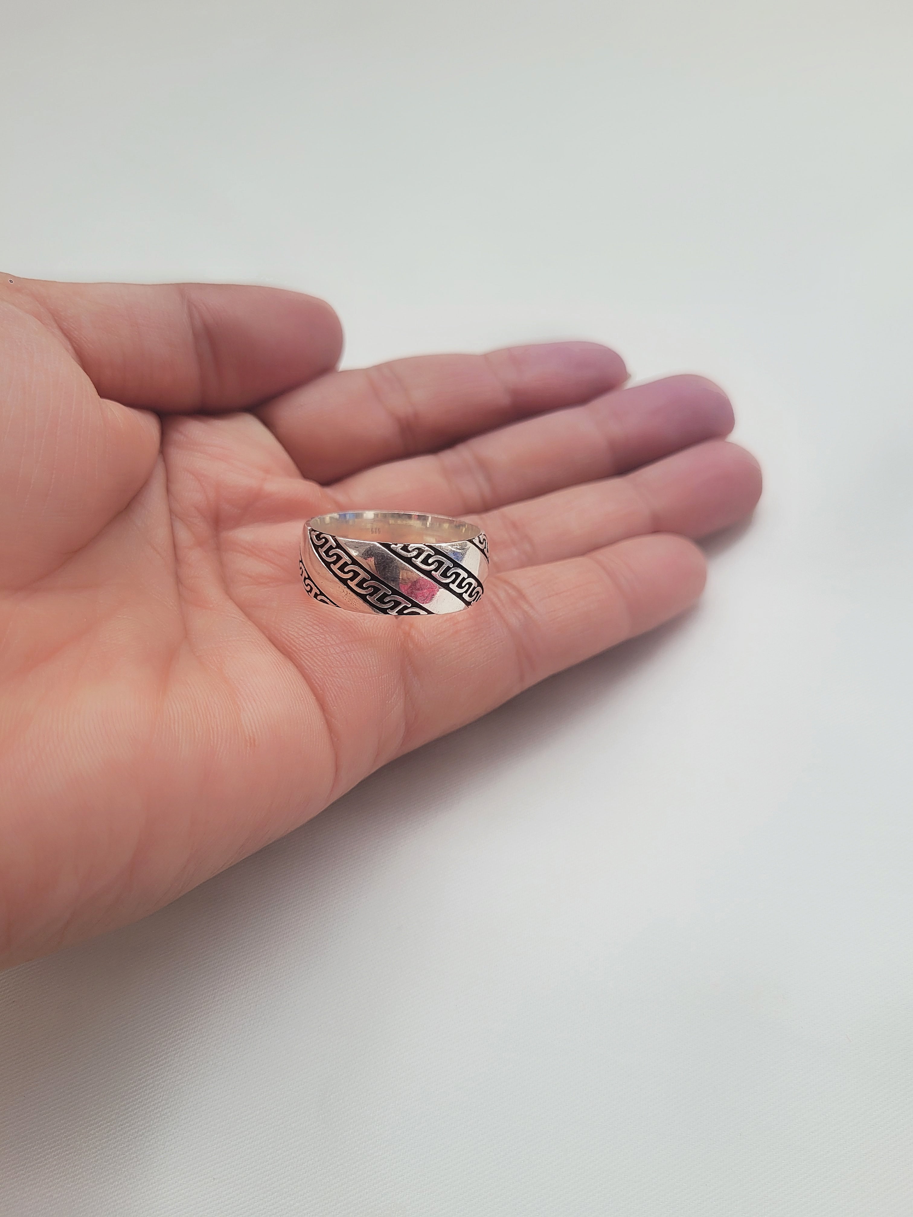 Greek Maze Band 92.5 Silver Handcrafted Men’s Ring