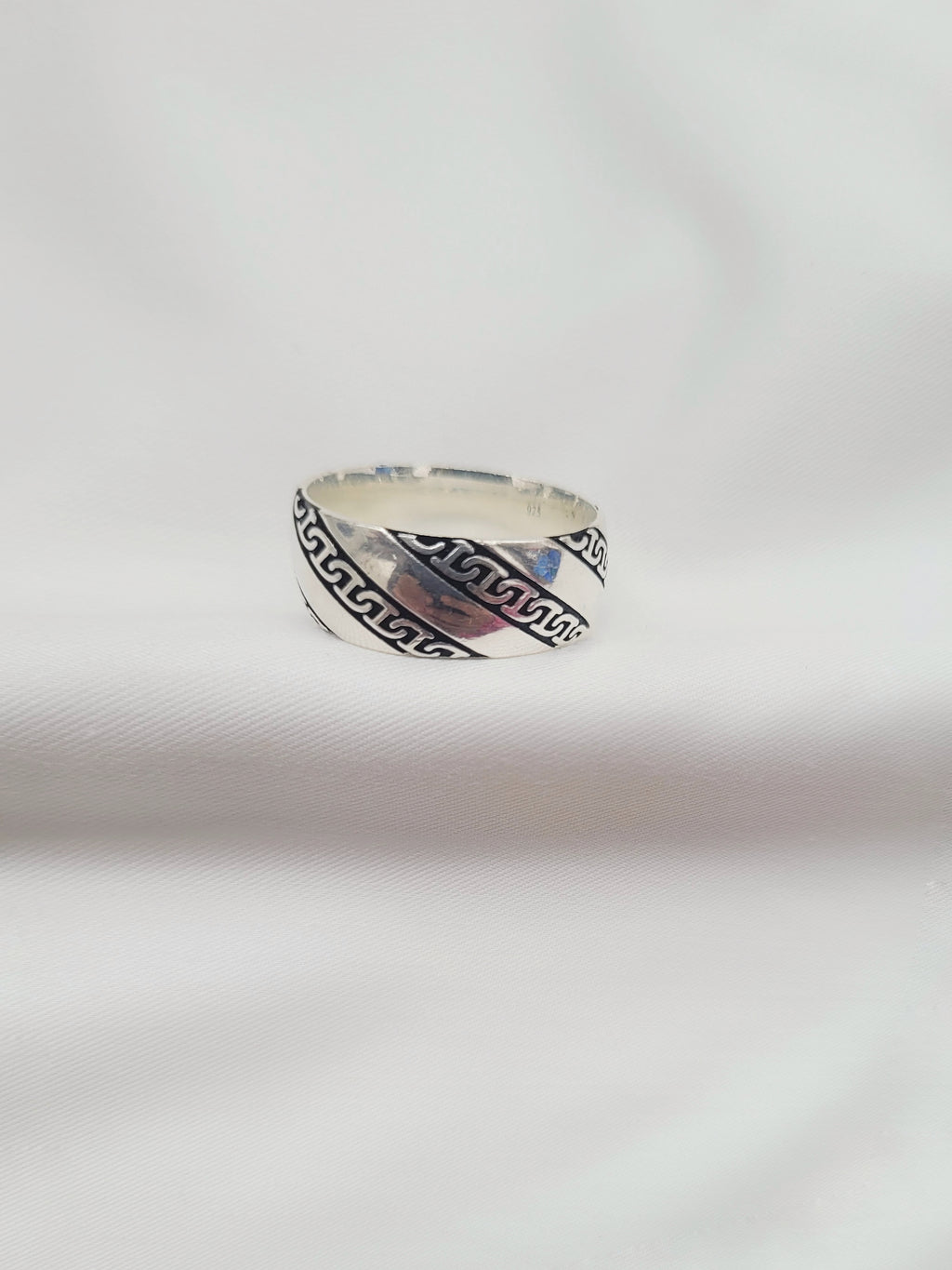 Greek Maze Band 92.5 Silver Handcrafted Men’s Ring