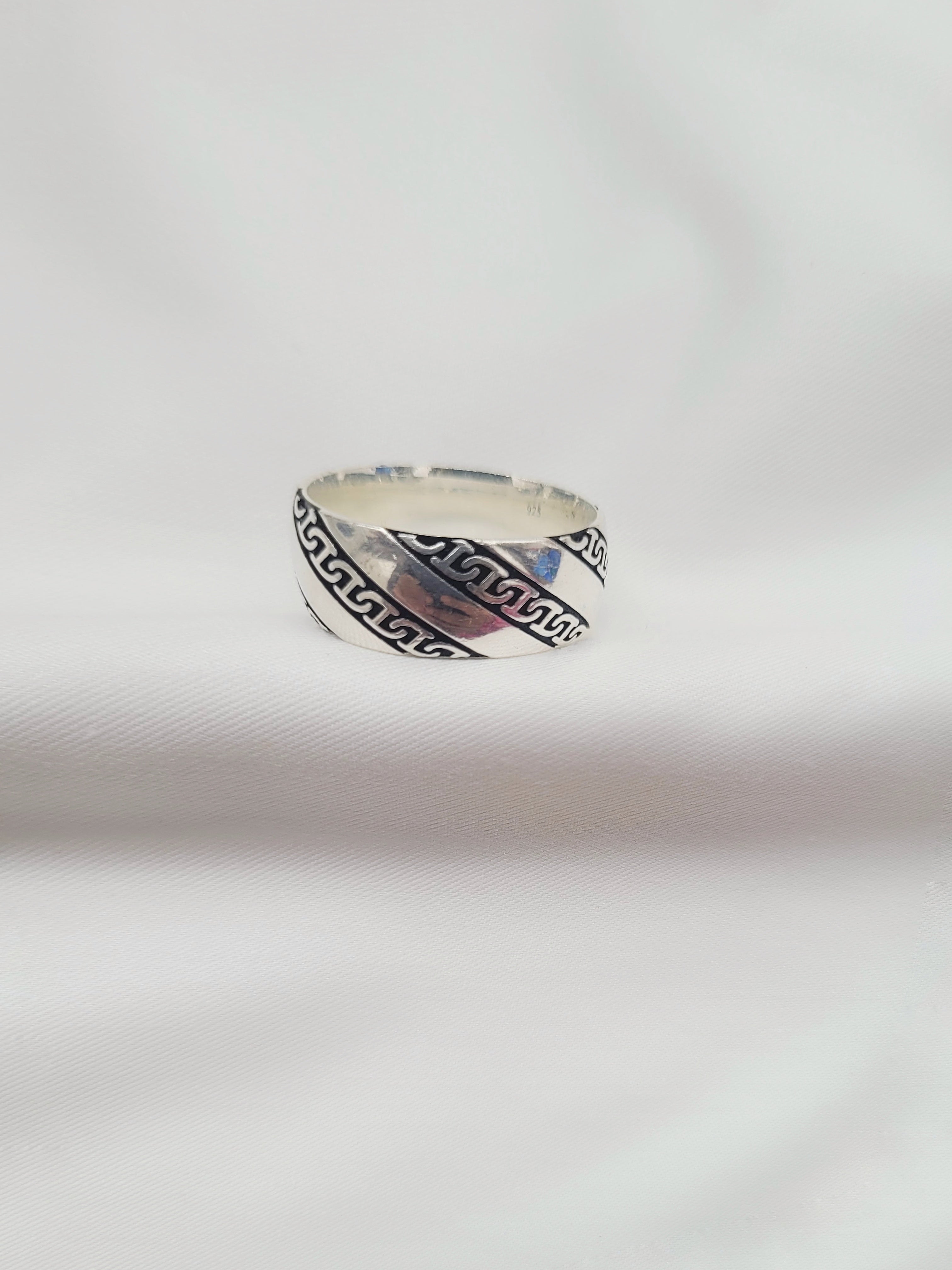 Greek Maze Band 92.5 Silver Handcrafted Men’s Ring