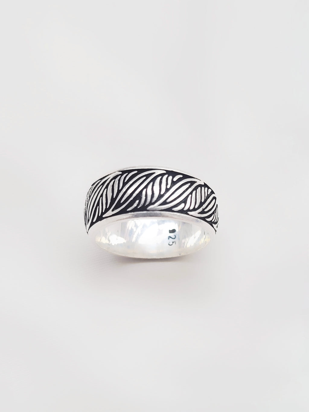 Leaf Crest Band 92.5 Silver Handcrafted Men’s Ring