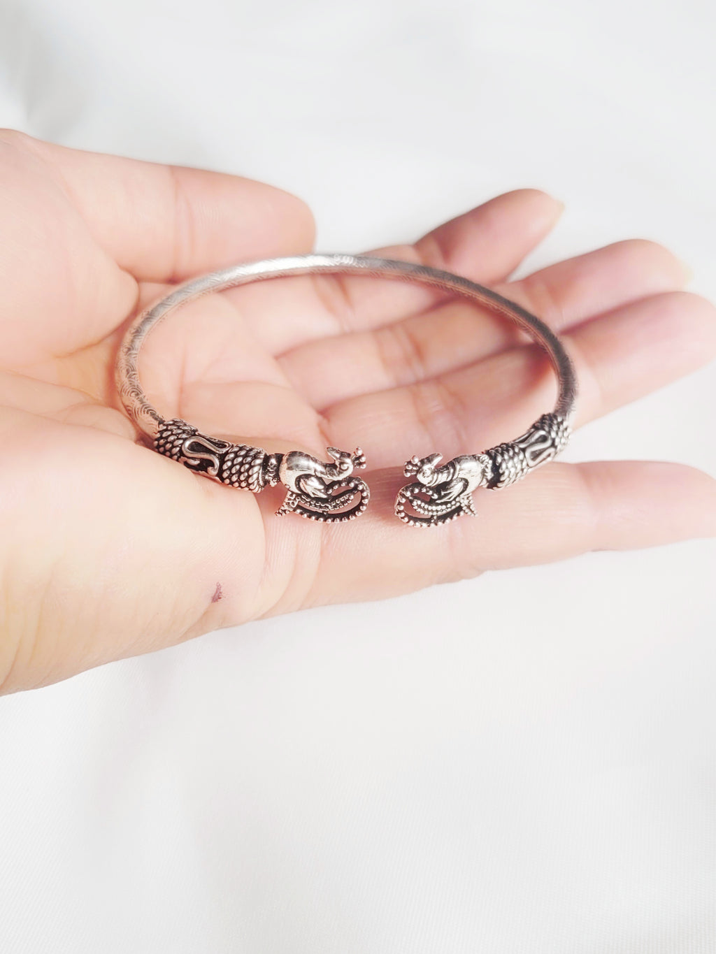 Antique 92.5 Silver Peacock Bracelet - Handcrafted
