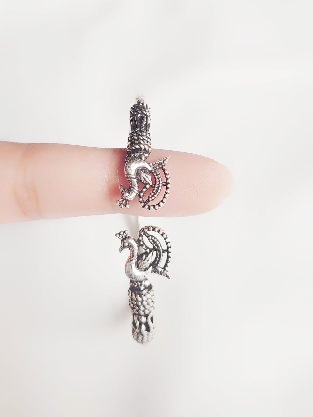 Antique 92.5 Silver Peacock Bracelet - Handcrafted