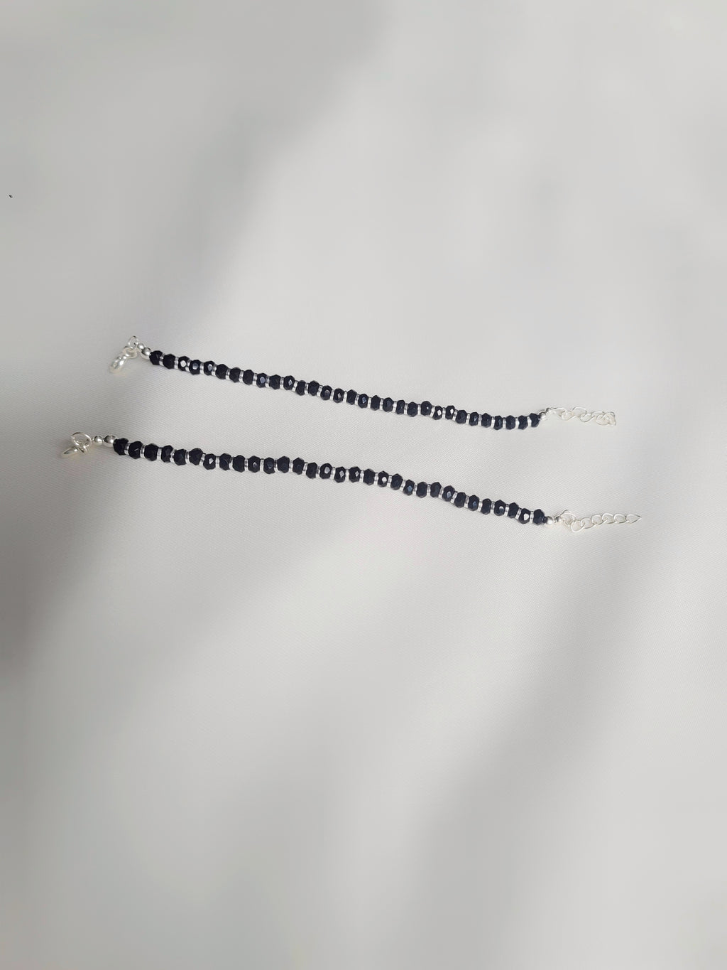 Black Beads Adjustable Size Nazaria Set for Kids 92.5 Silver