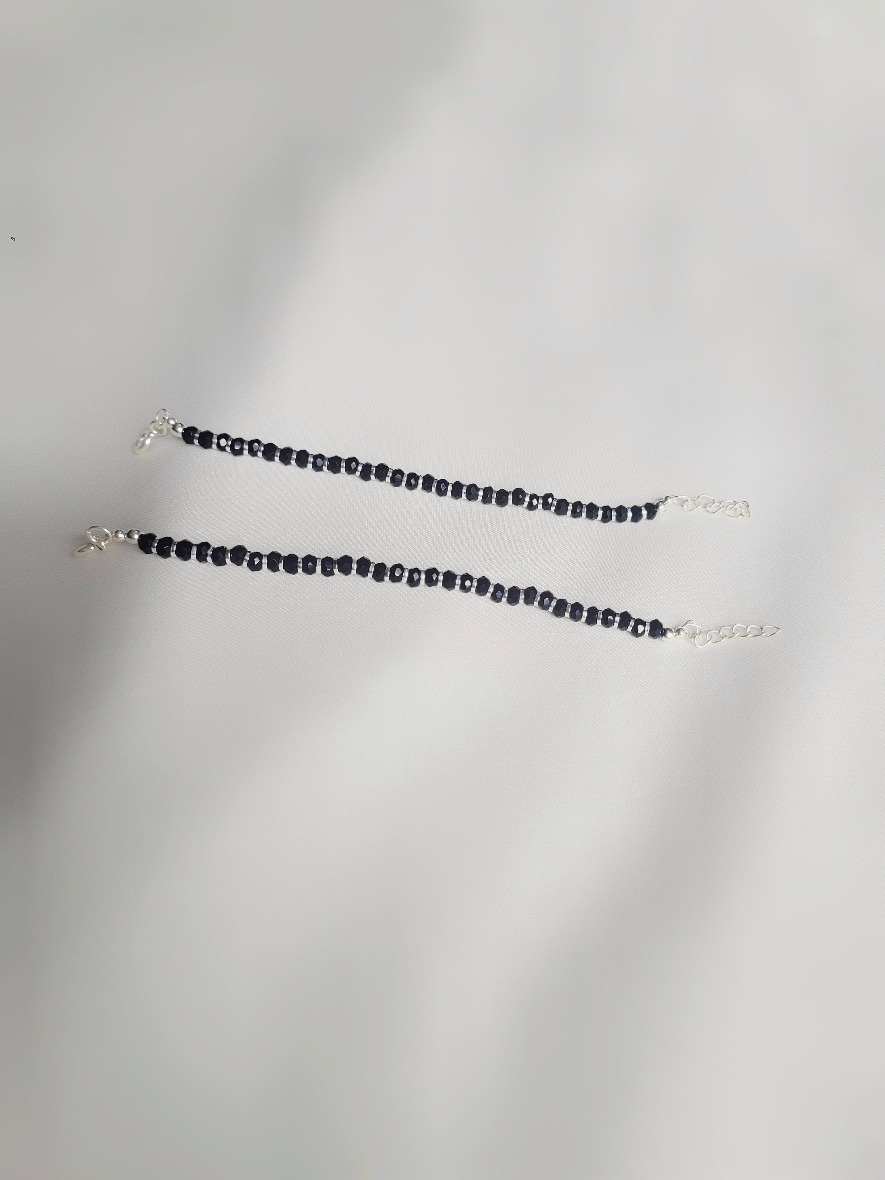 Black Beads Adjustable Size Nazaria Set for Kids 92.5 Silver