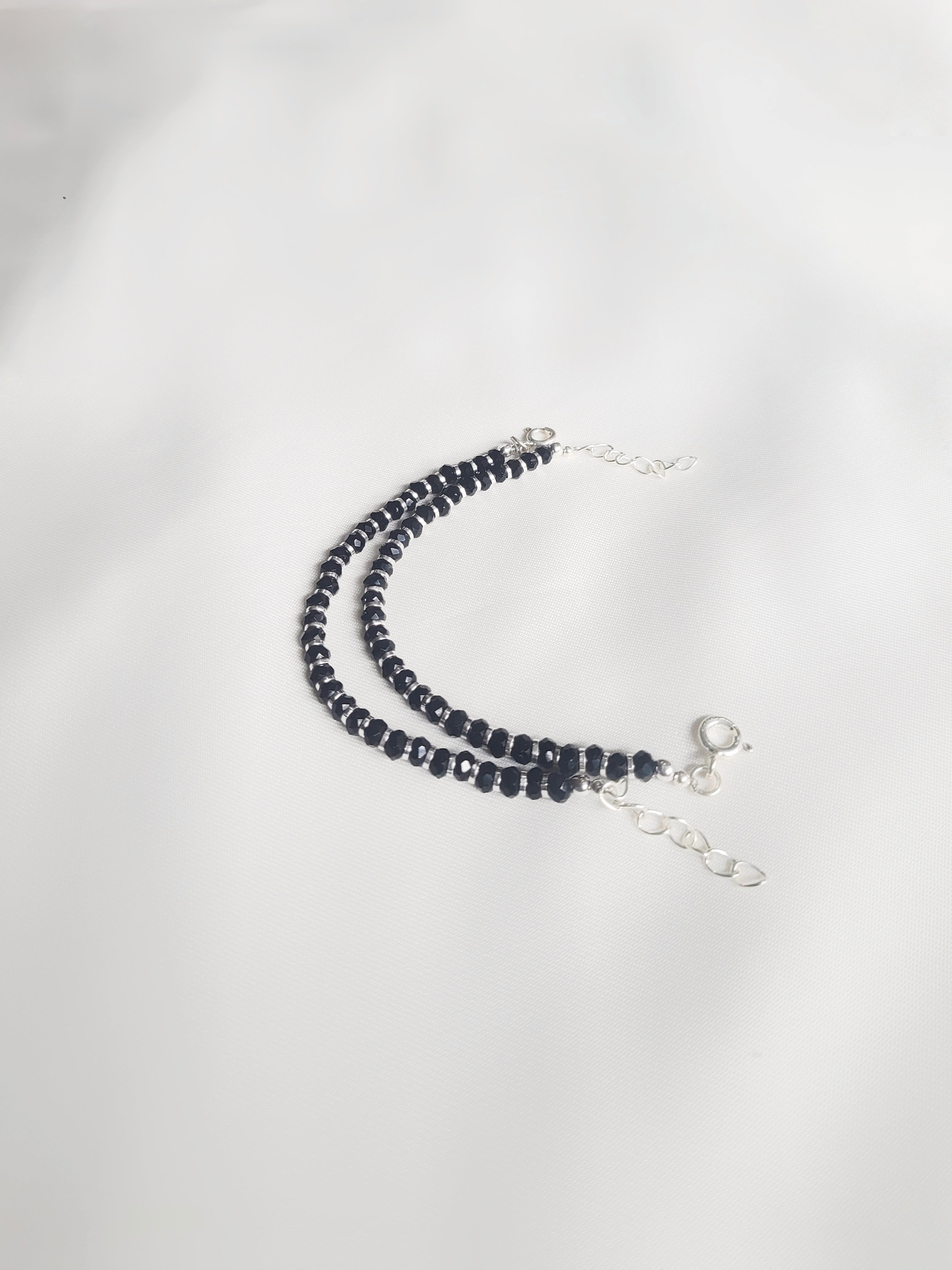 Black Beads Adjustable Size Nazaria Set for Kids 92.5 Silver
