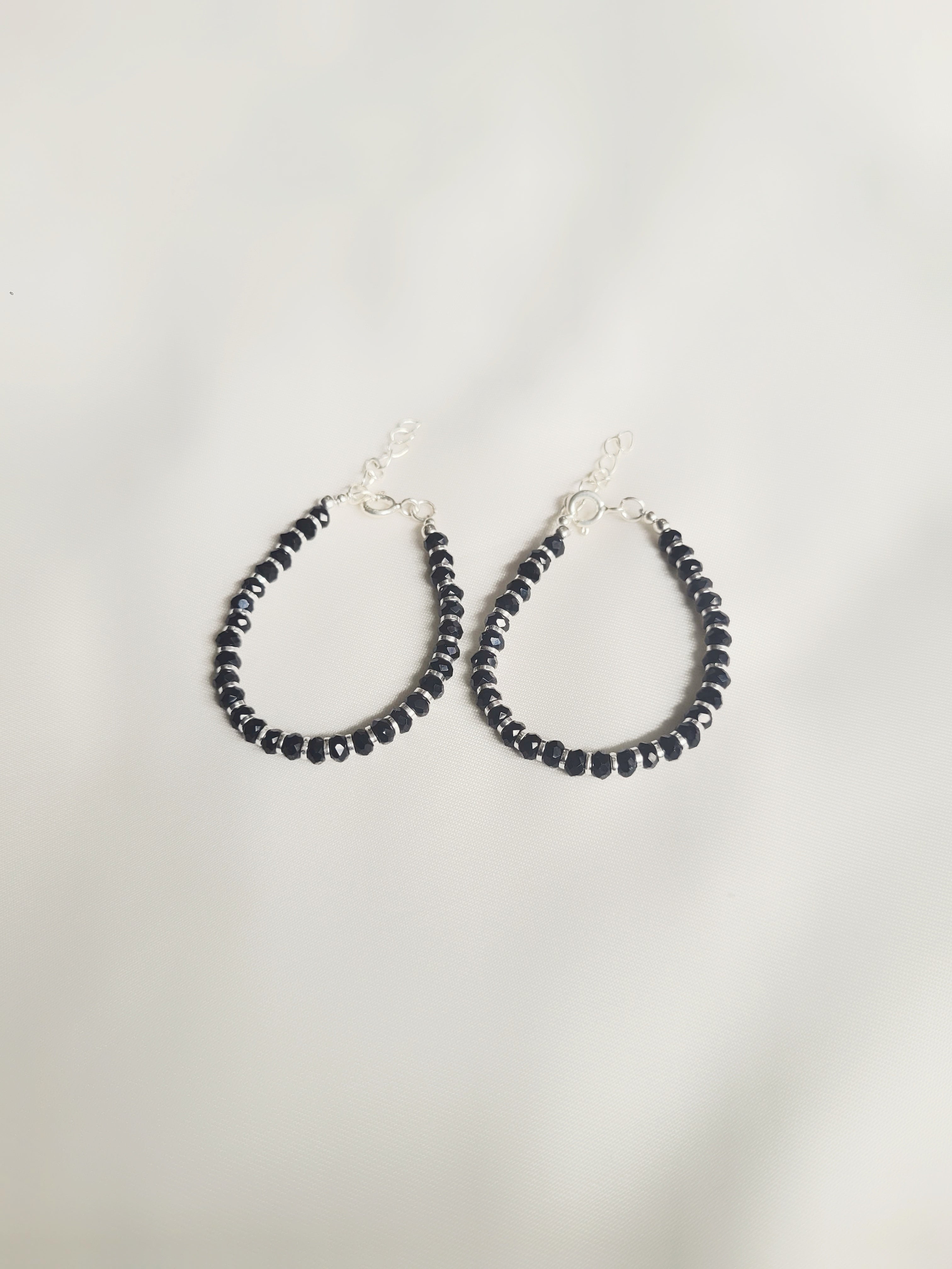 Black Beads Adjustable Size Nazaria Set for Kids 92.5 Silver