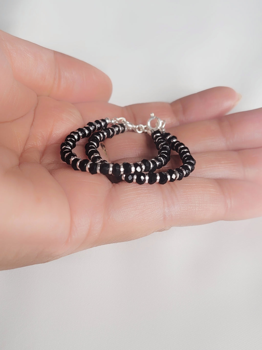 Black Beads Adjustable Size Nazaria Set for Kids 92.5 Silver