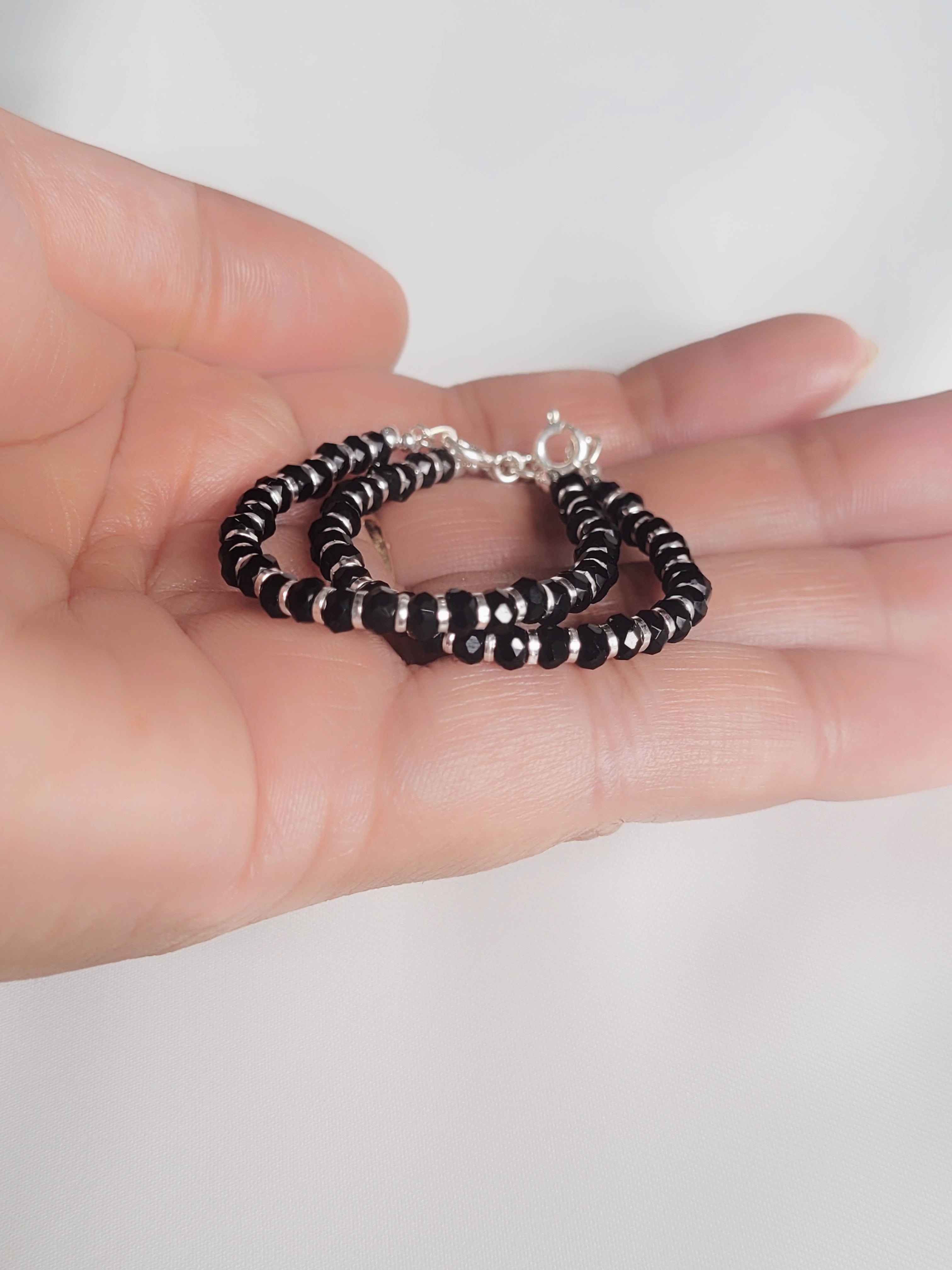 Black Beads Adjustable Size Nazaria Set for Kids 92.5 Silver