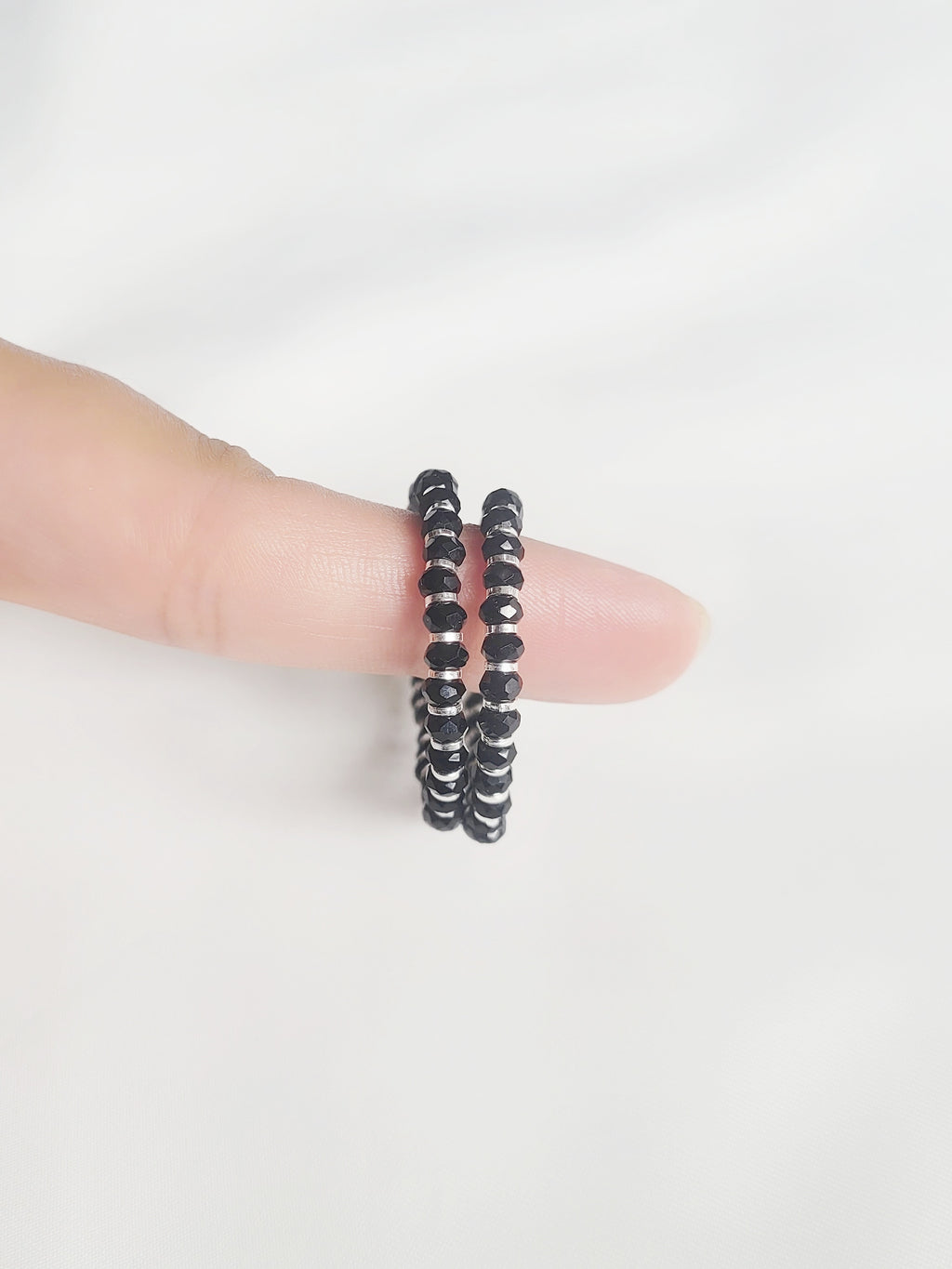 Black Beads Adjustable Size Nazaria Set for Kids 92.5 Silver