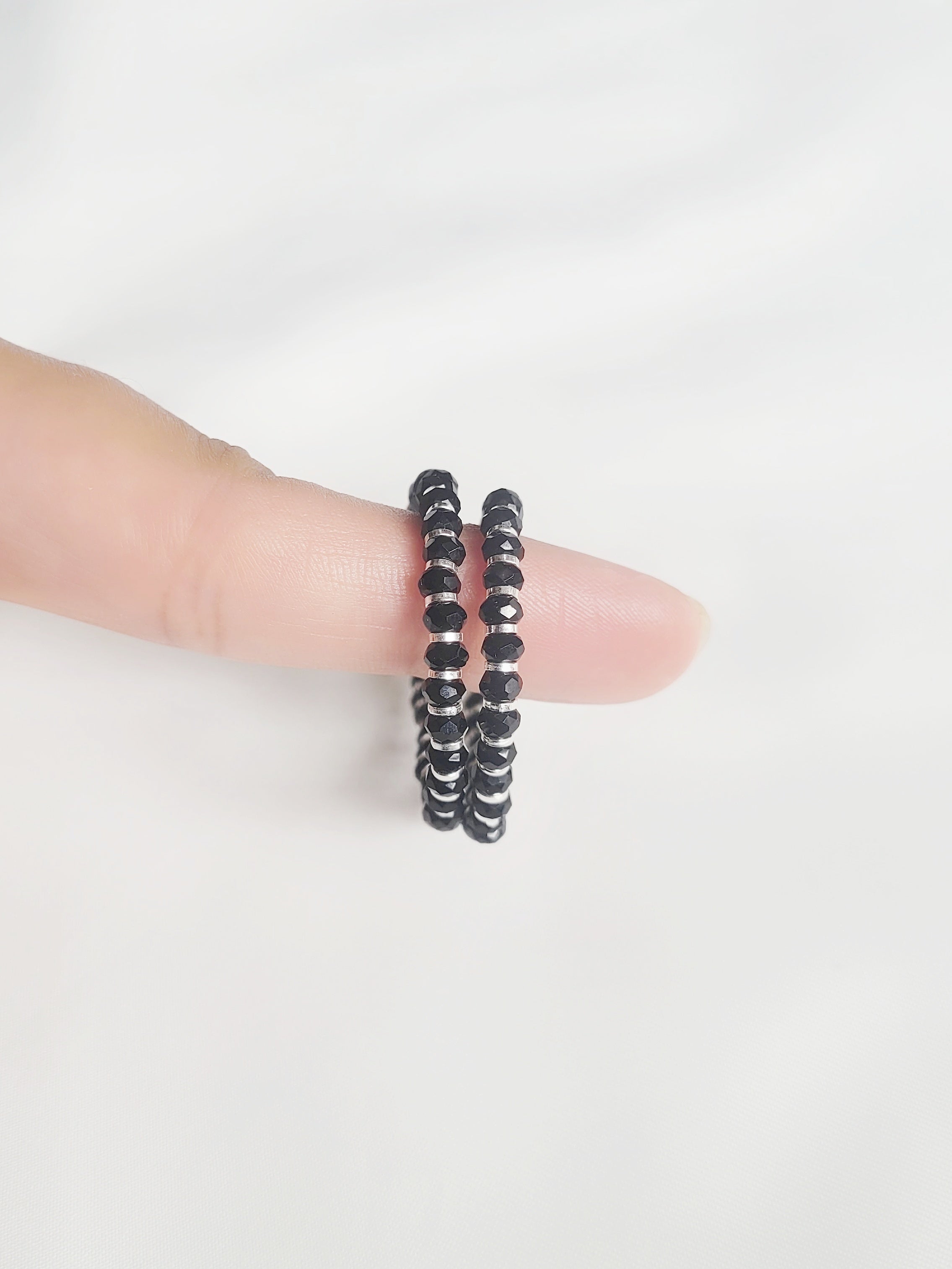Black Beads Adjustable Size Nazaria Set for Kids 92.5 Silver