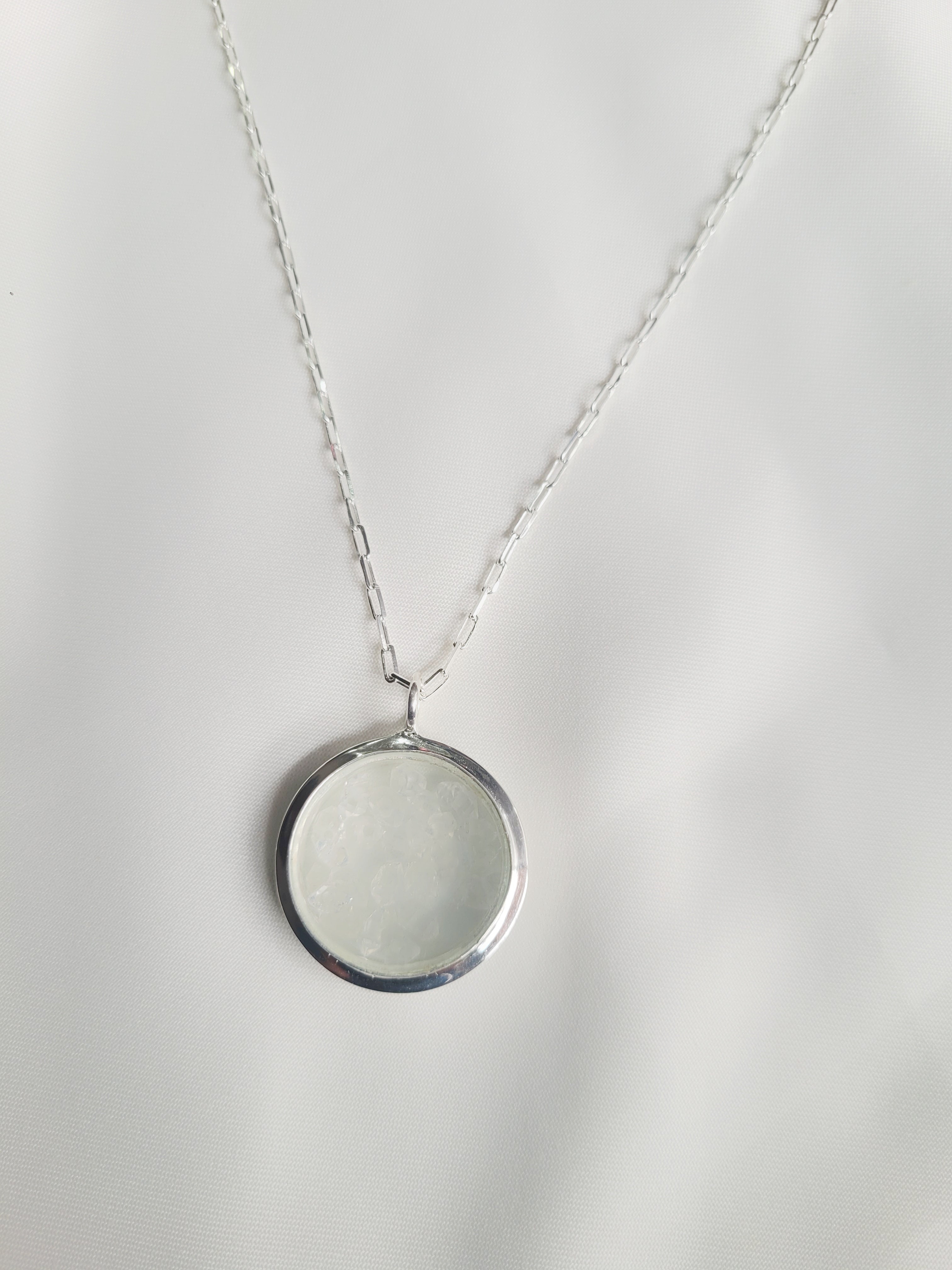 92.5 Silver Herkimer Crystals Pendant with Chain Necklace