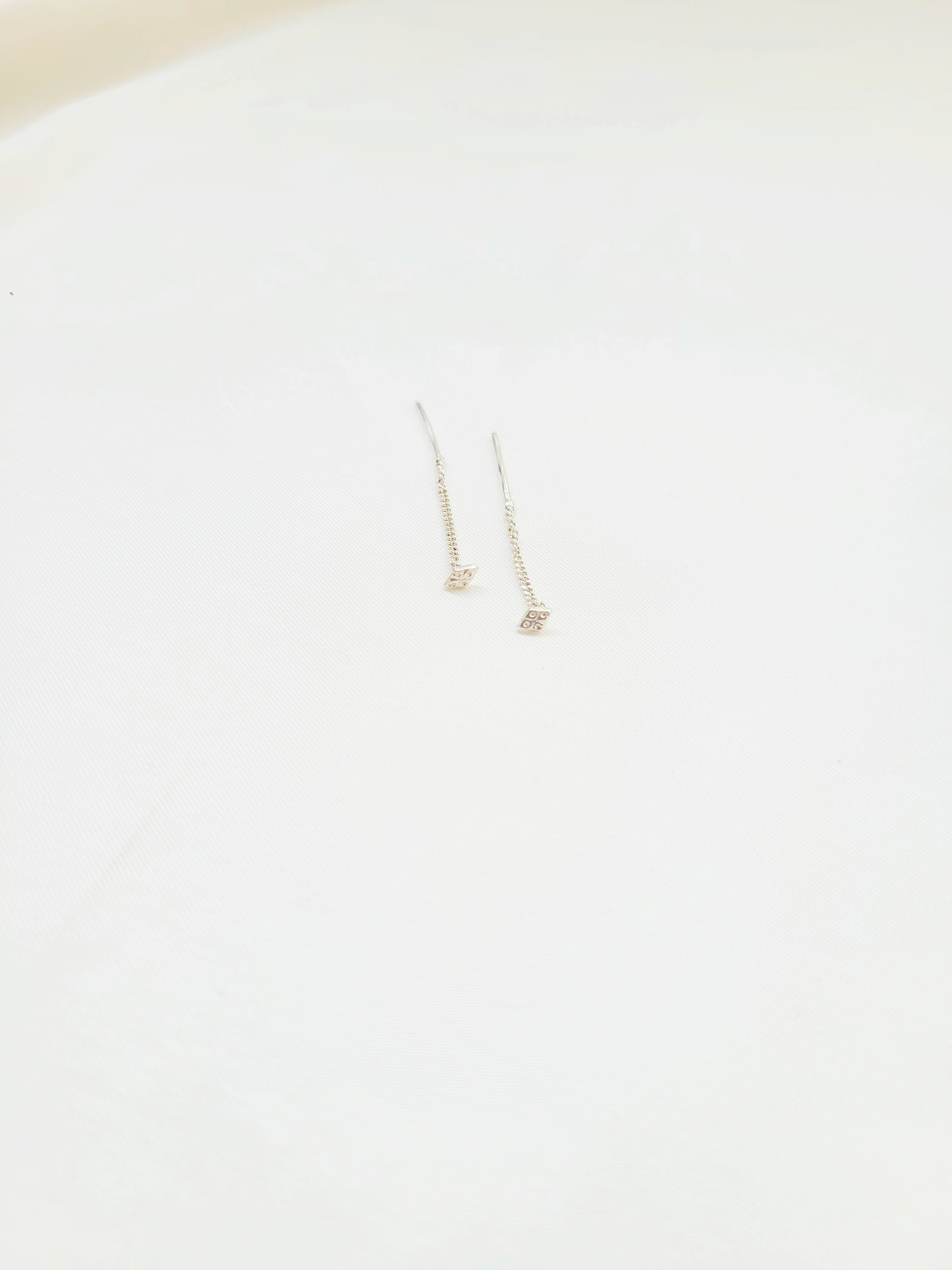 Ratna Shaped Silver Sui Dhaga 92.5 Earrings - Handcrafted