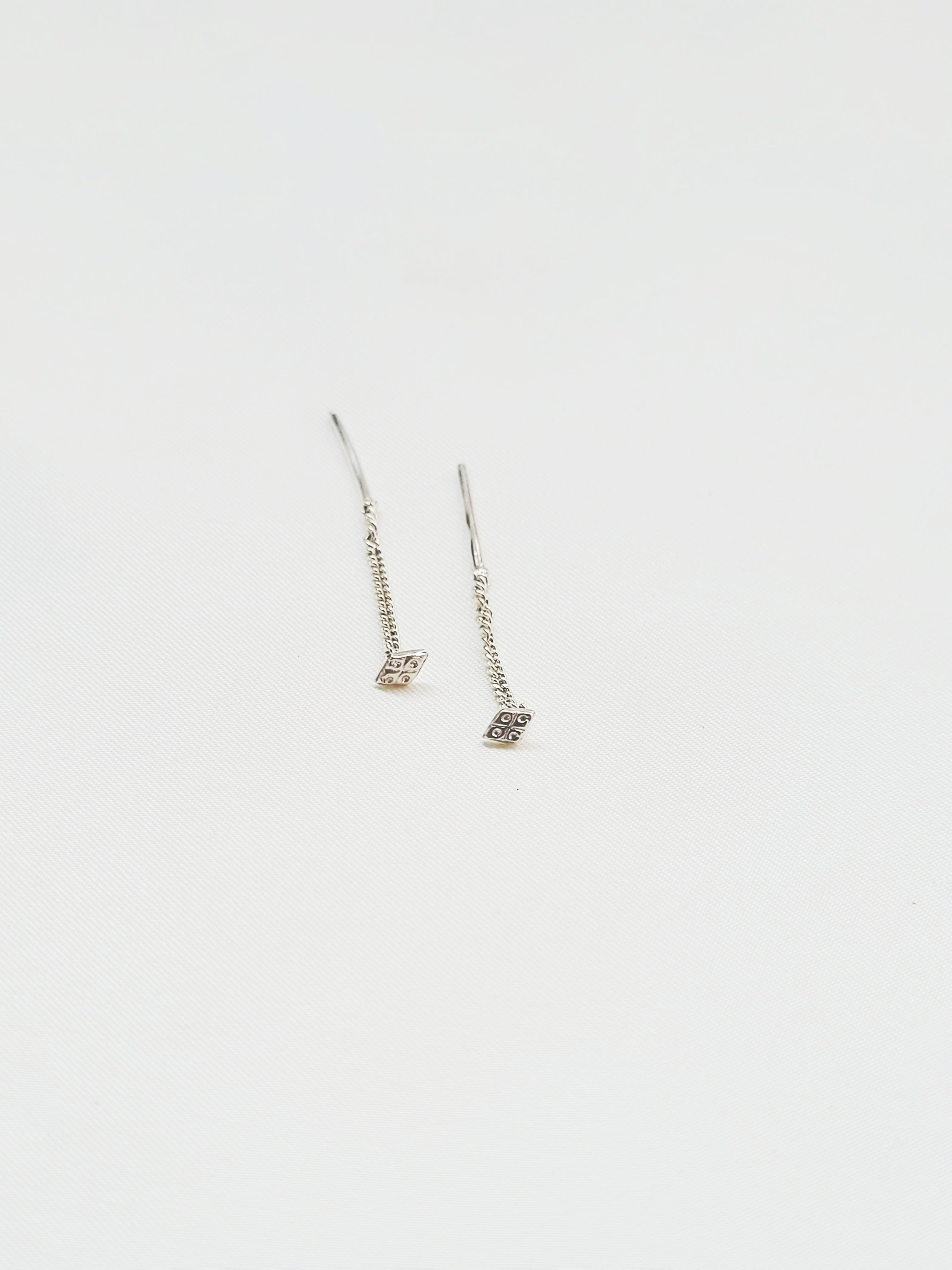 Ratna Shaped Silver Sui Dhaga 92.5 Earrings - Handcrafted