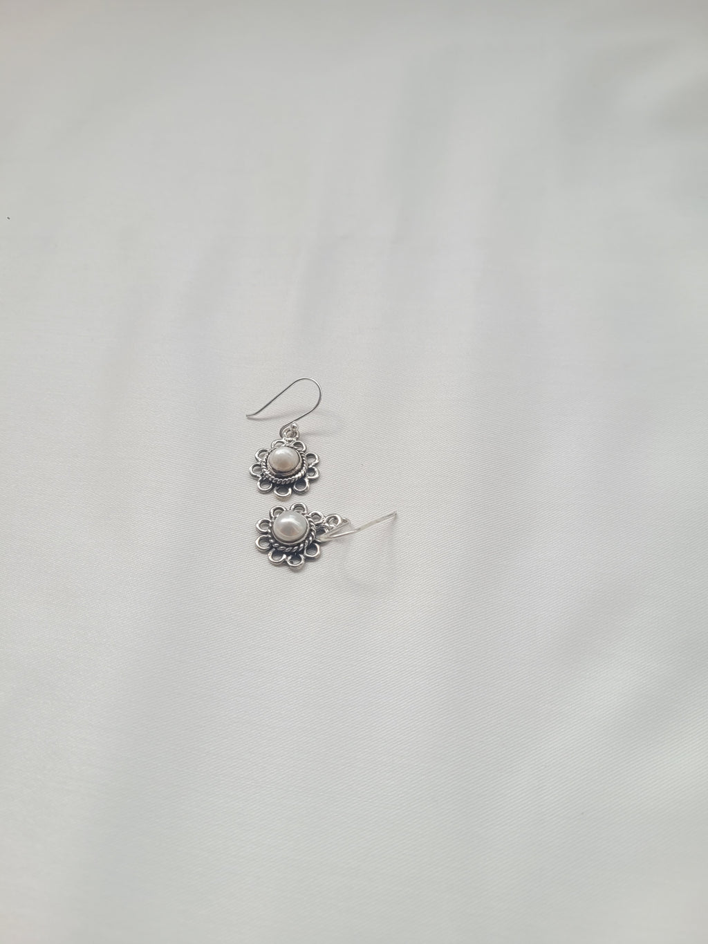 92.5 Silver Pearl Phool 92.5 Drops Earrings- Handcrafted