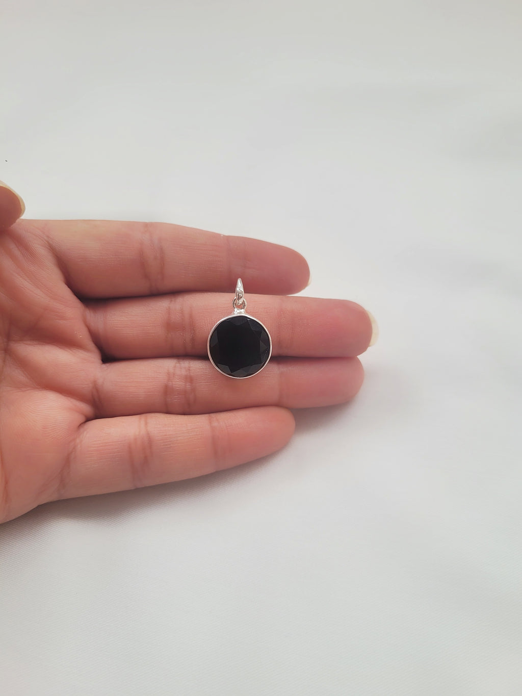Disc Black Onyx 92.5 Silver Pendant (Without Chain)