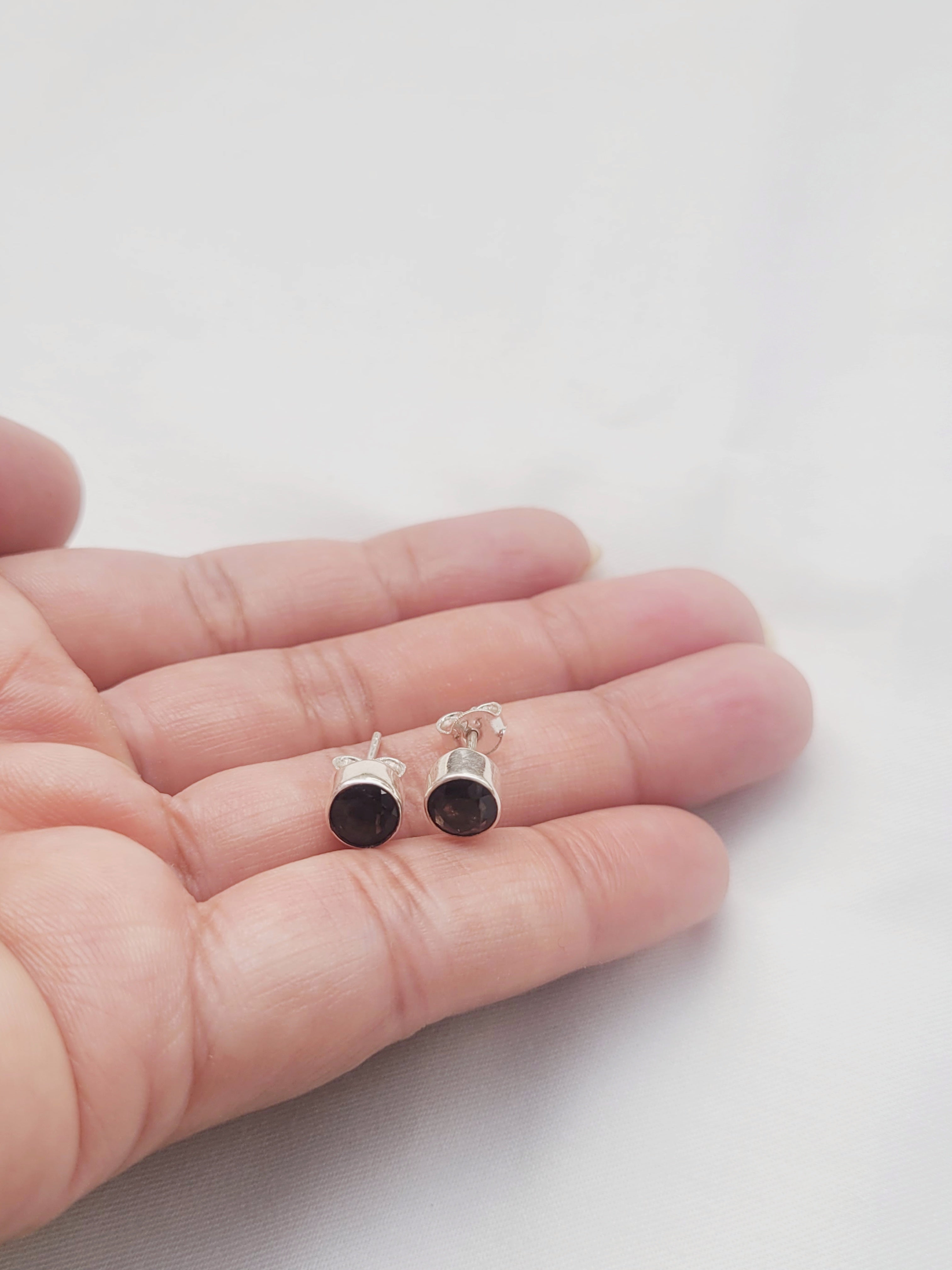 Smokey Small Studs 92.5 Silver Earrings - Handcrafted