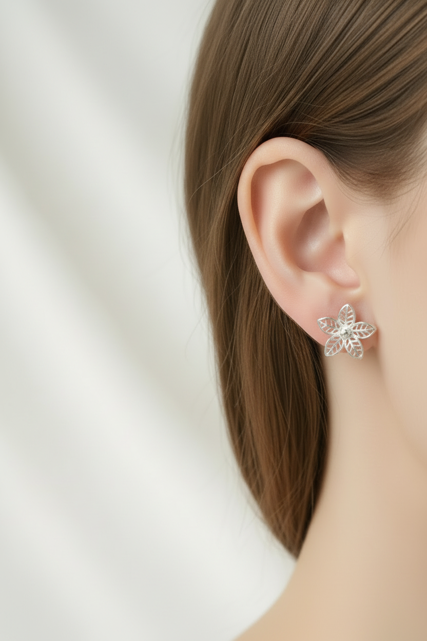 Pushp Tops Studs 925 Silver Earrings - Handcrafted