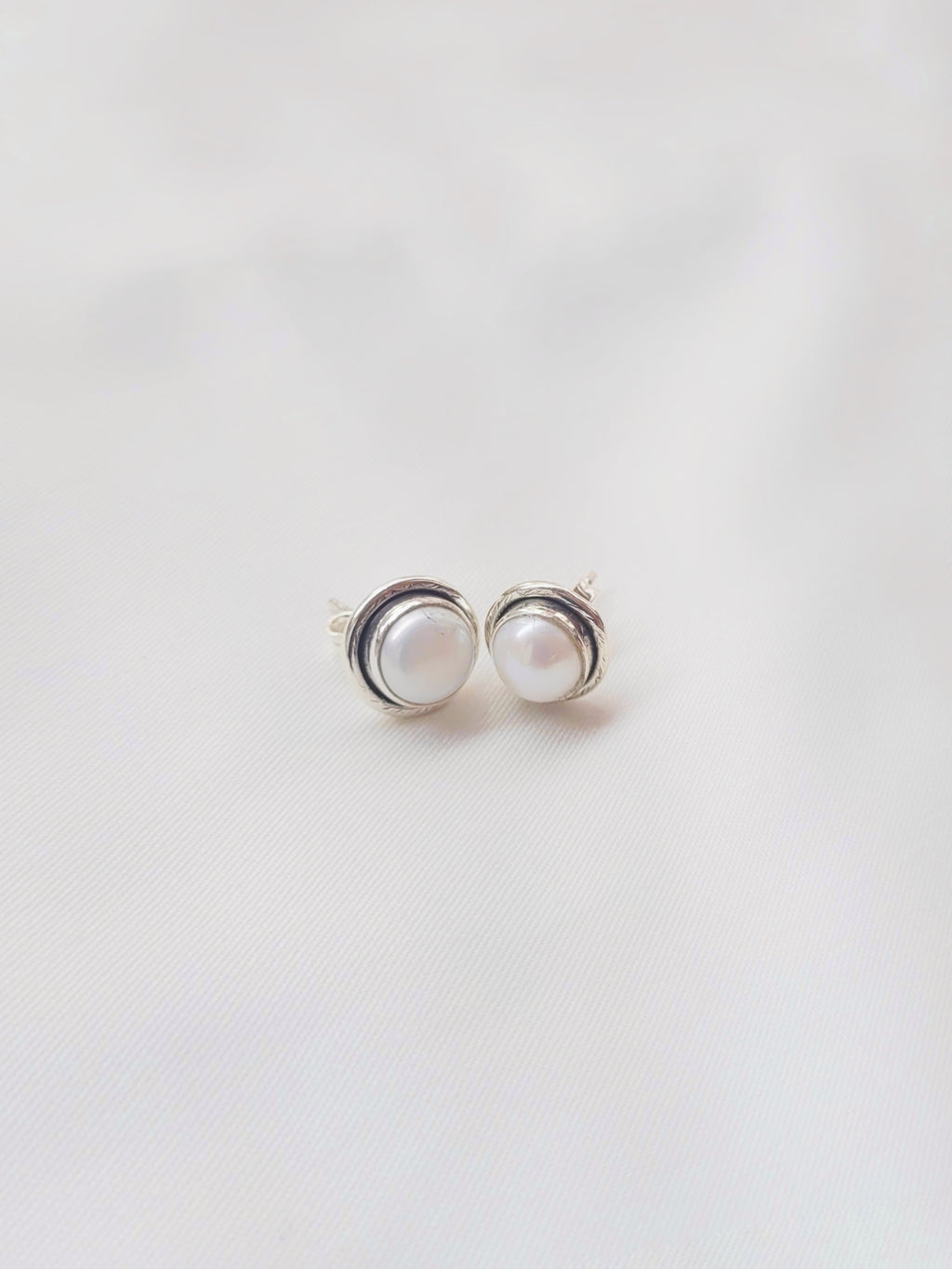 Classic Pearl Studs 92.5 Silver Earrings - Handcrafted