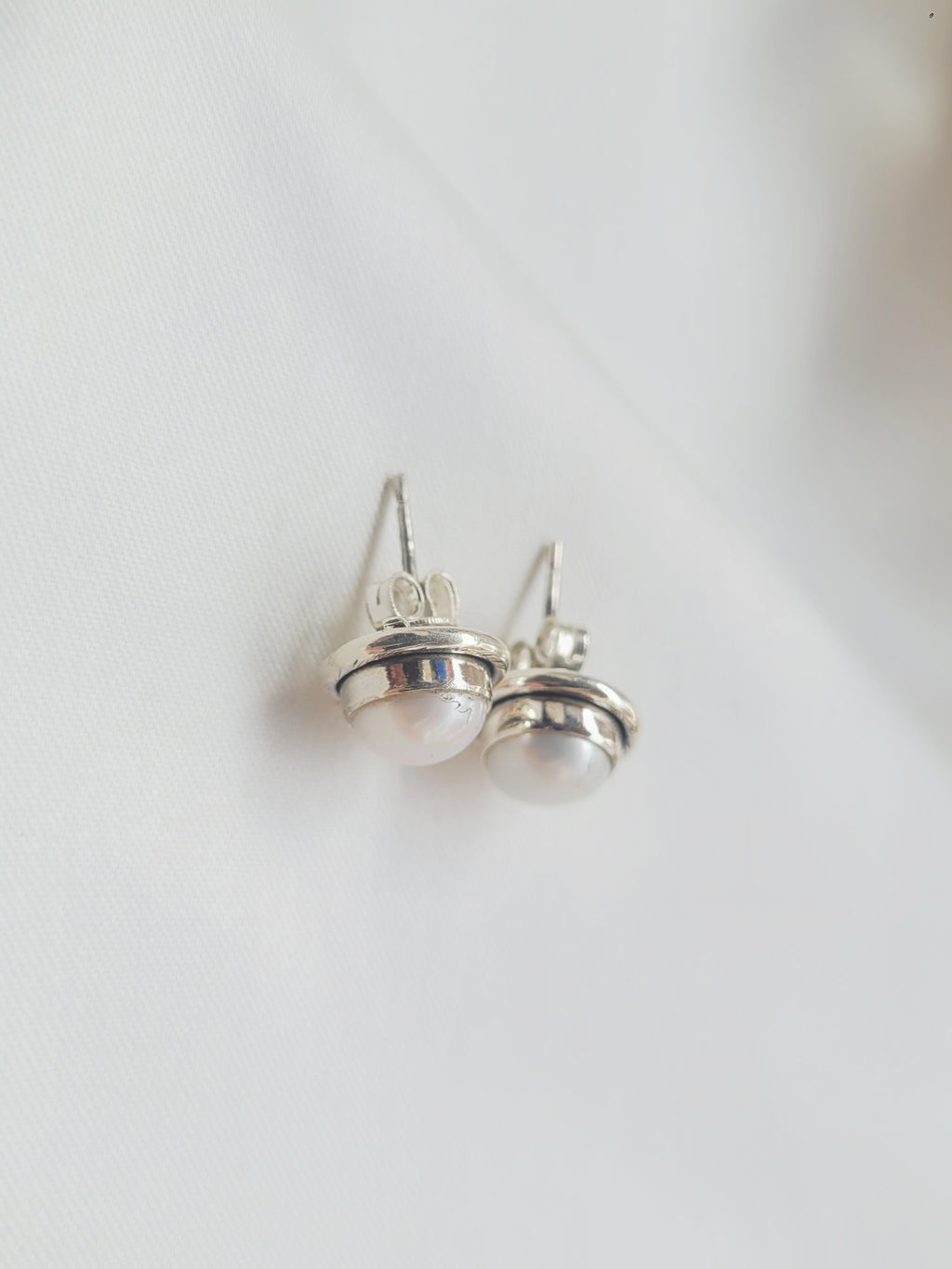 Classic Pearl Studs 92.5 Silver Earrings - Handcrafted