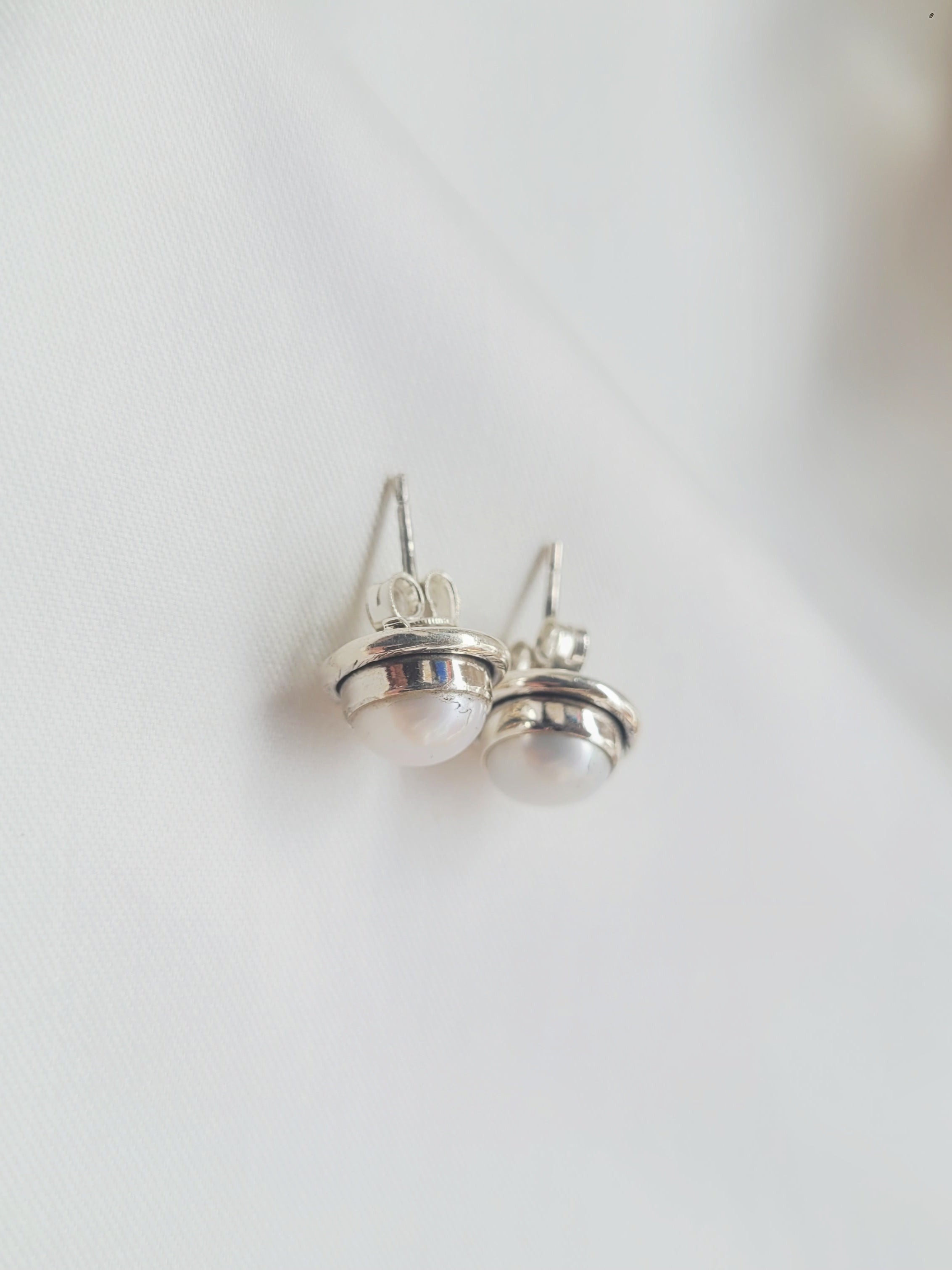 Classic Pearl Studs 92.5 Silver Earrings - Handcrafted