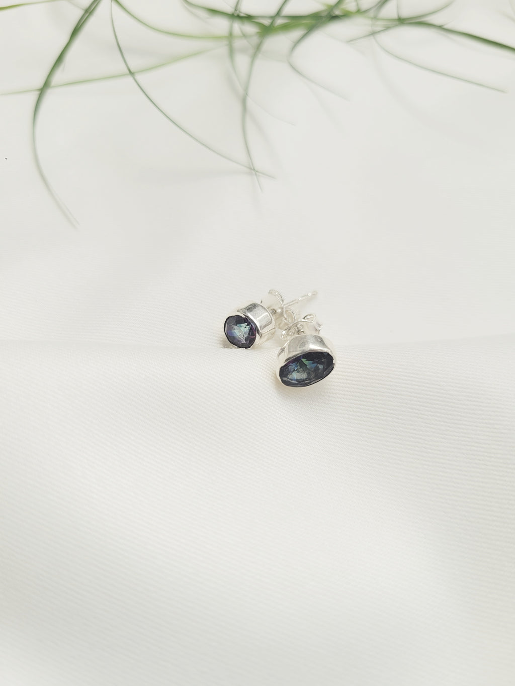 Mystic Topaz Studs 92.5 Silver Earrings - Handcrafted