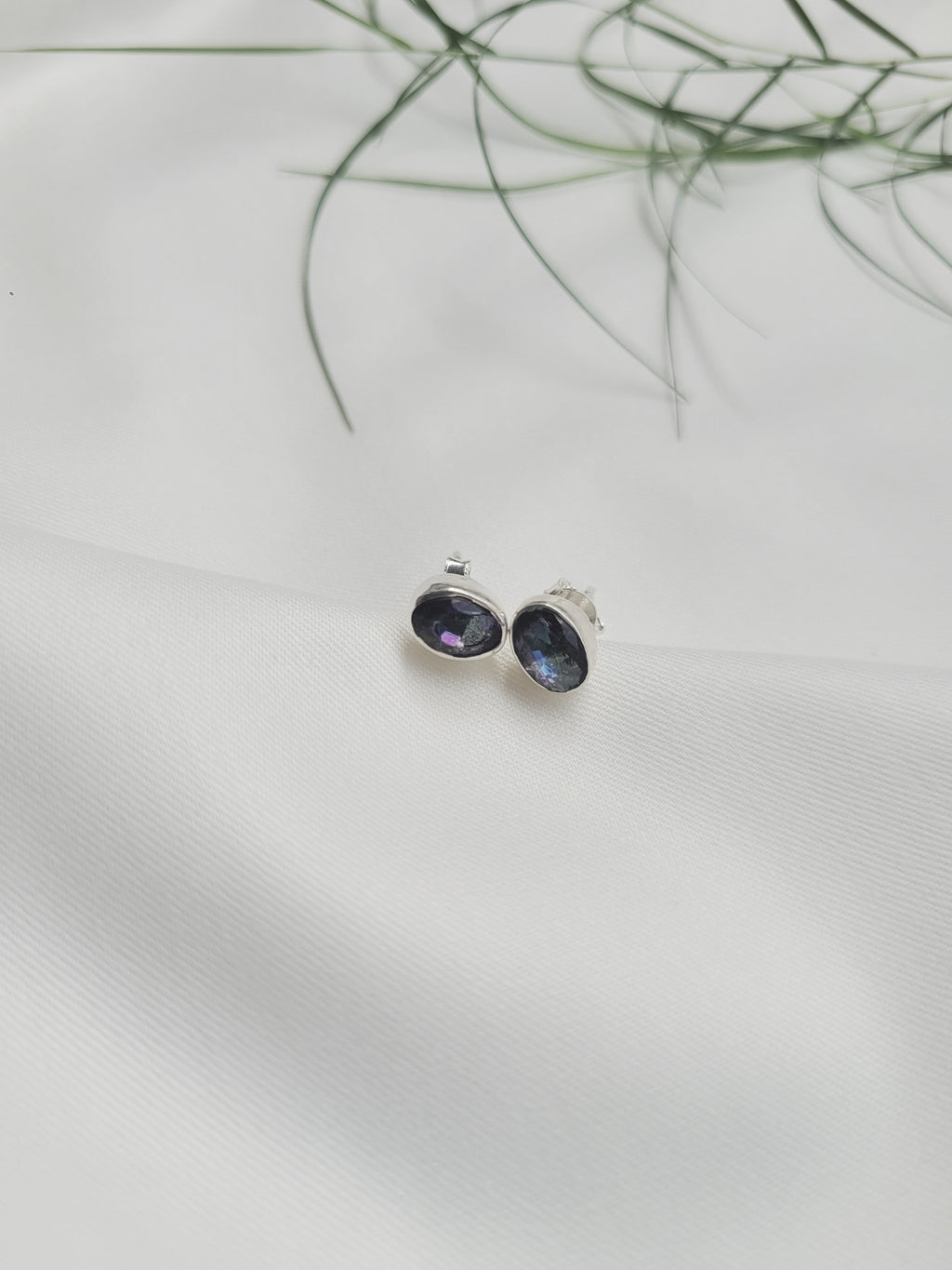 Mystic Topaz Studs 92.5 Silver Earrings - Handcrafted