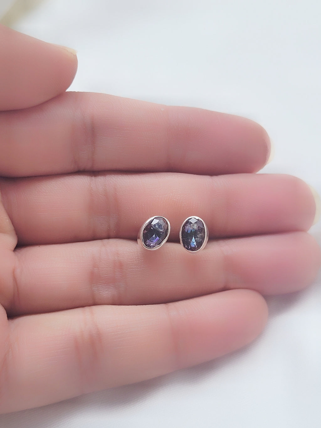 Mystic Topaz Studs 92.5 Silver Earrings - Handcrafted
