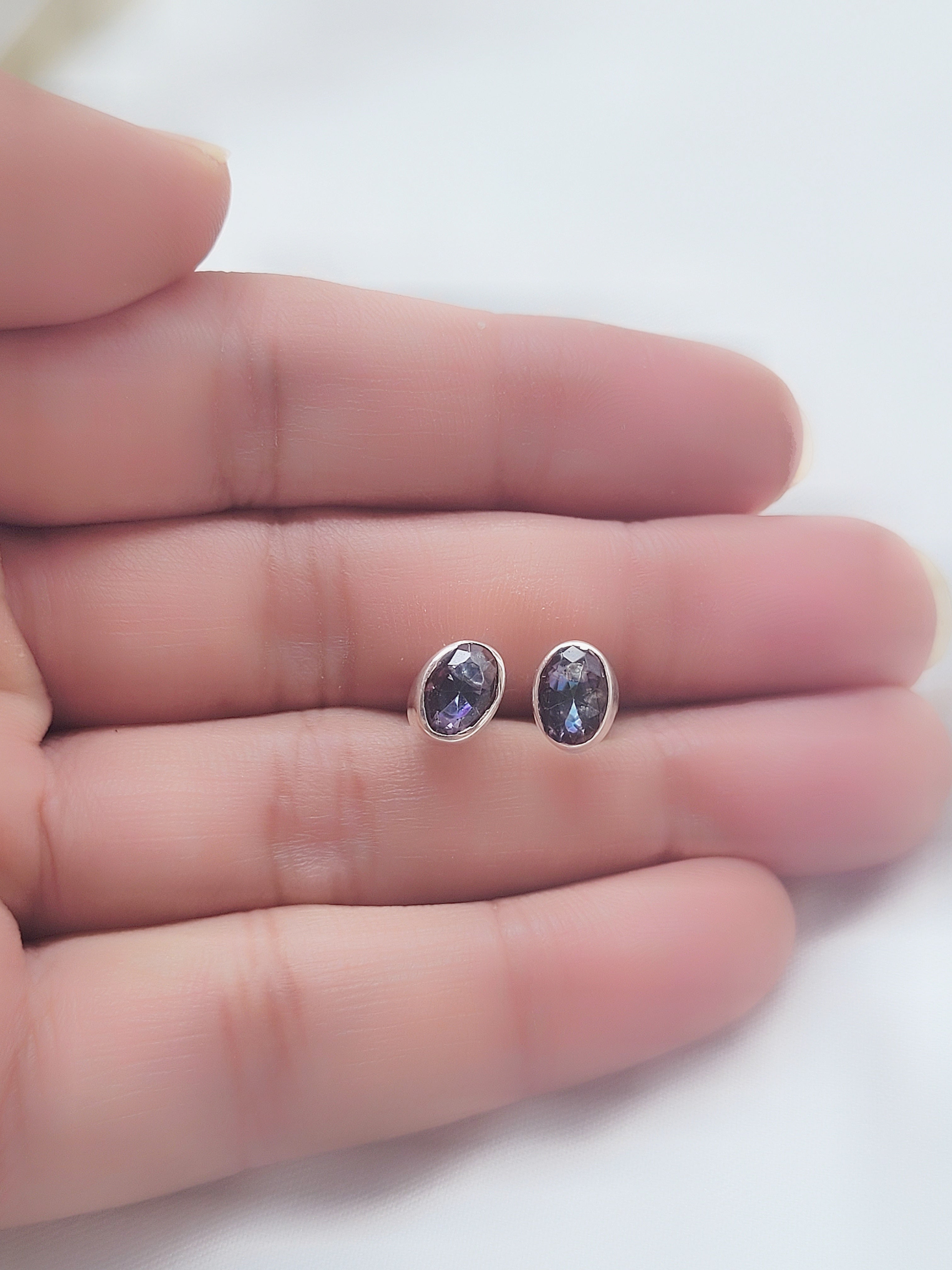 Mystic Topaz Studs 92.5 Silver Earrings - Handcrafted