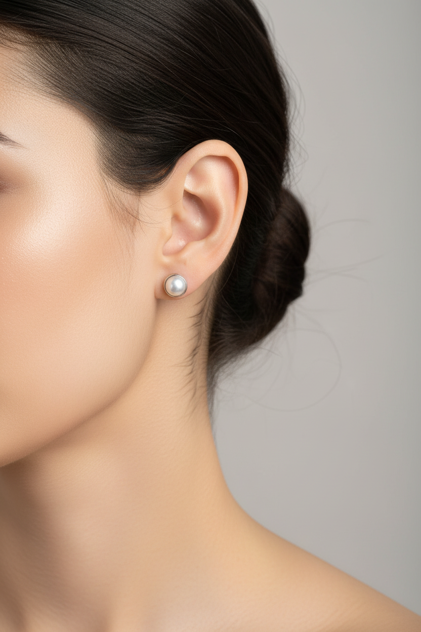 Baby Pearl Studs 925 Silver Earrings - Handcrafted