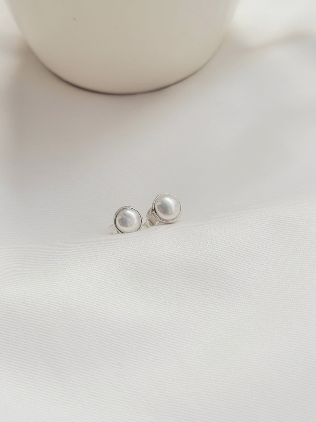 Baby Pearl Studs 92.5 Silver Earrings - Handcrafted
