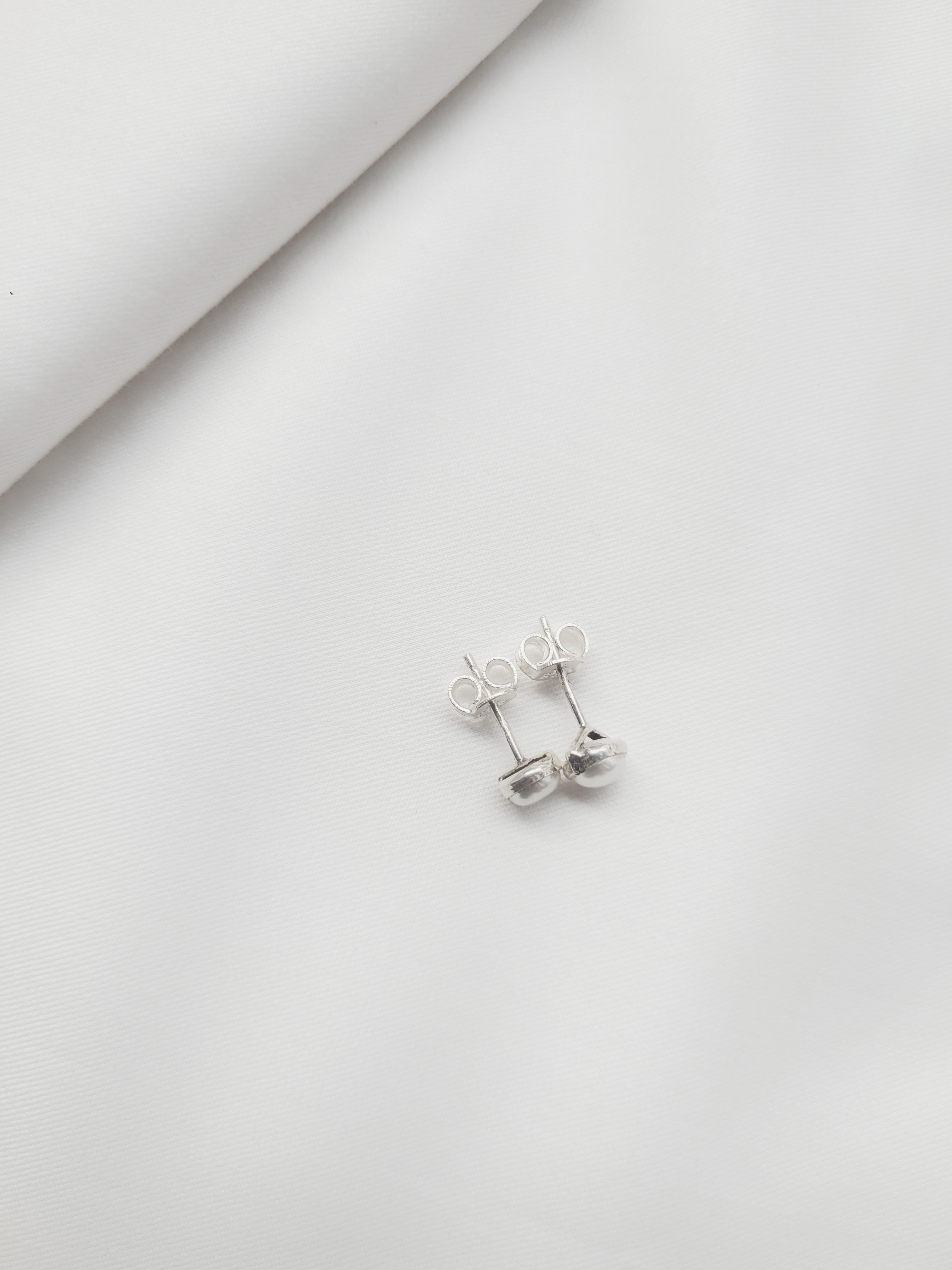 Baby Pearl Studs 92.5 Silver Earrings - Handcrafted