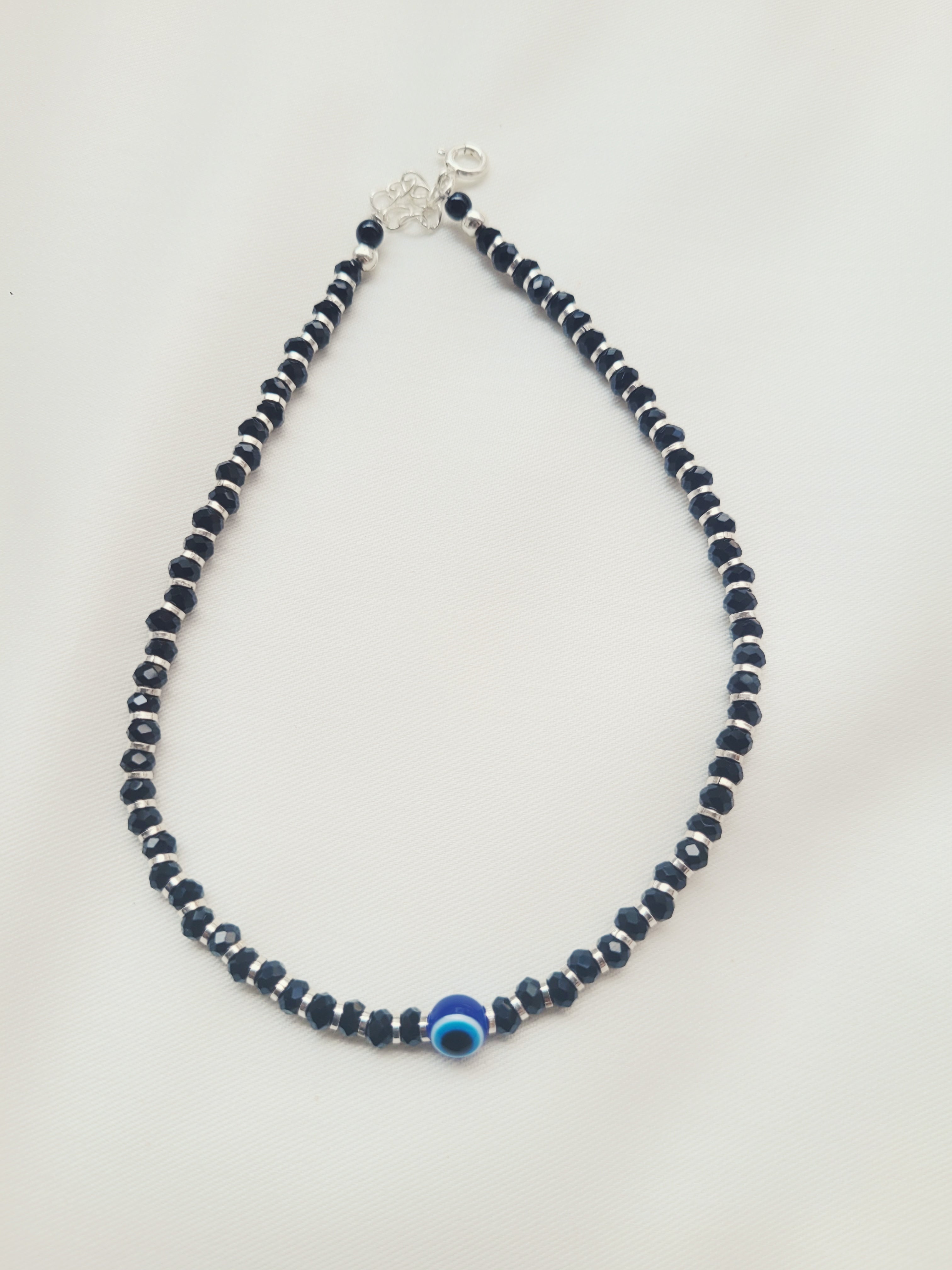 Evil Eye 92.5 Silver Light Weight Single Anklet