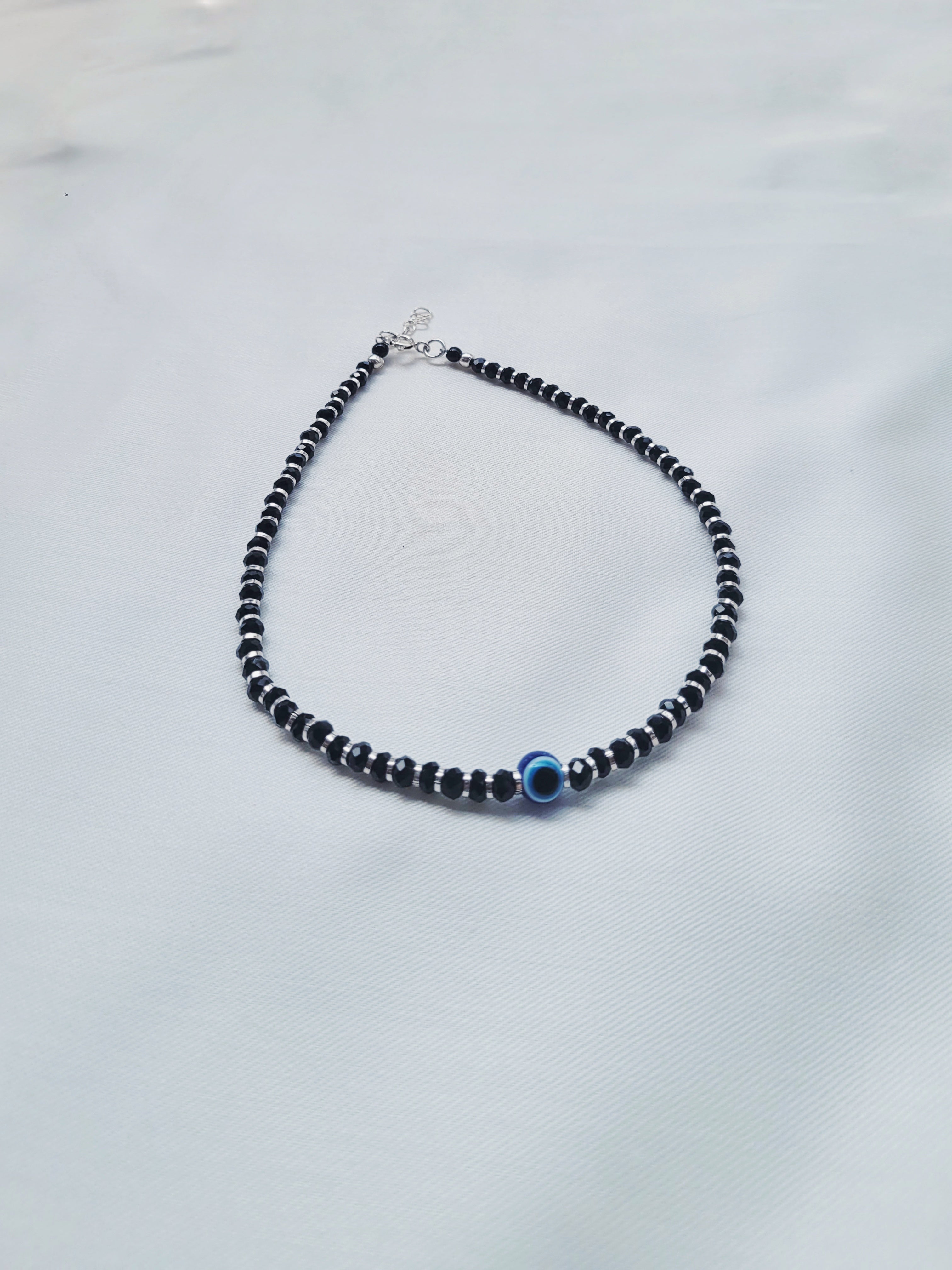 Evil Eye 92.5 Silver Light Weight Single Anklet
