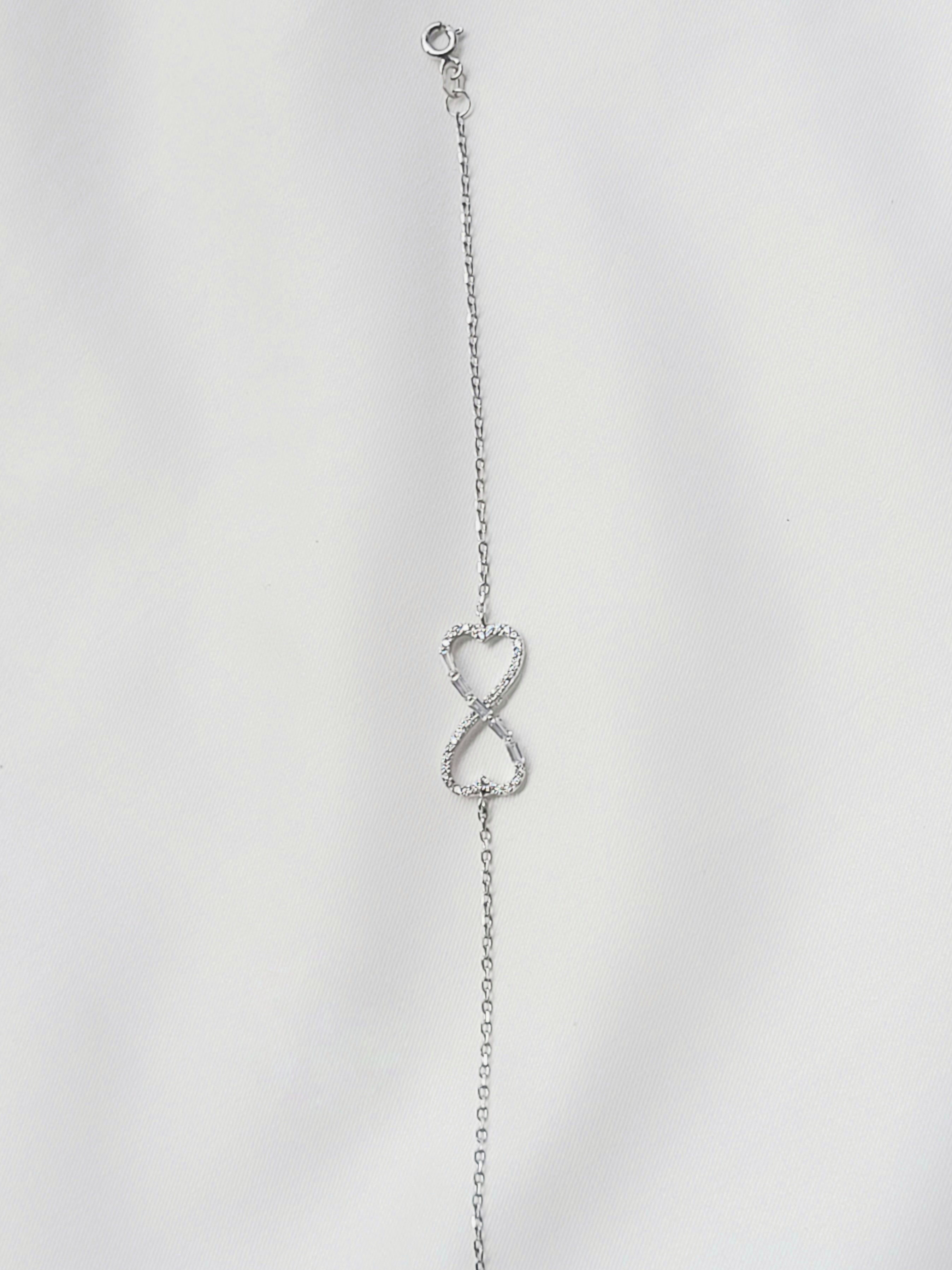 Eira Infinity – Minimalistic 92.5 Silver Double Heart Bracelet