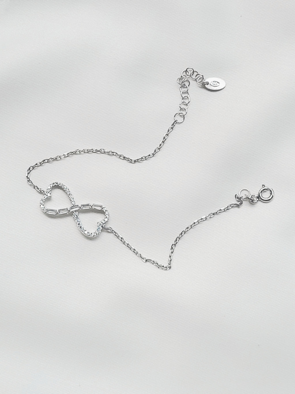 Eira Infinity – Minimalistic 92.5 Silver Double Heart Bracelet