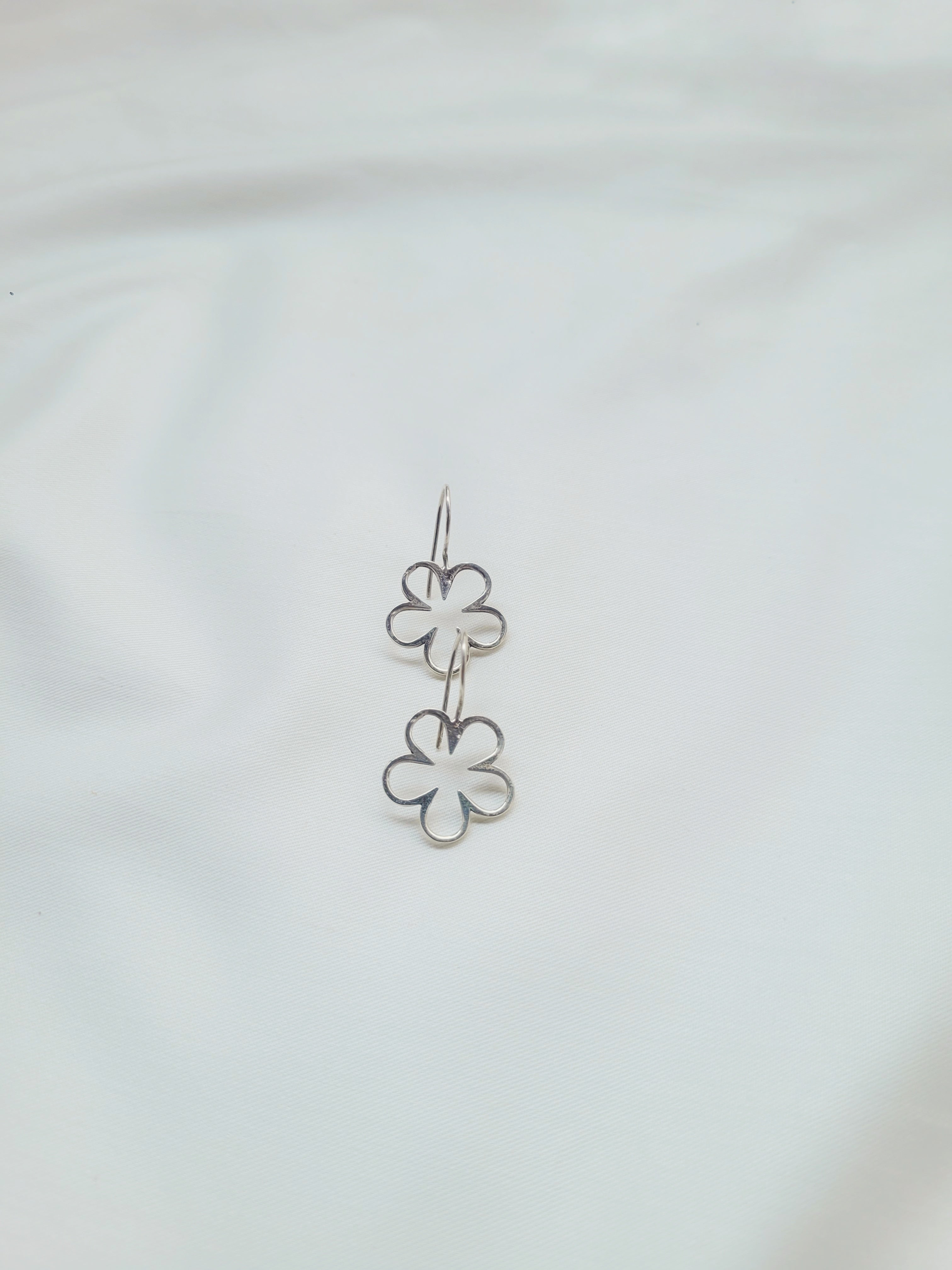 92.5 Silver Petal Hook drops Earrings- Handcrafted