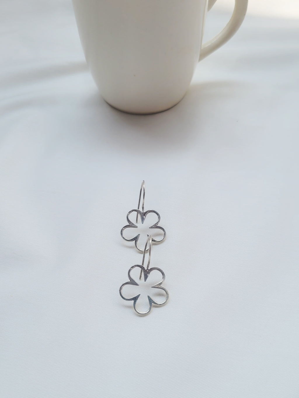 92.5 Silver Petal Hook drops Earrings- Handcrafted
