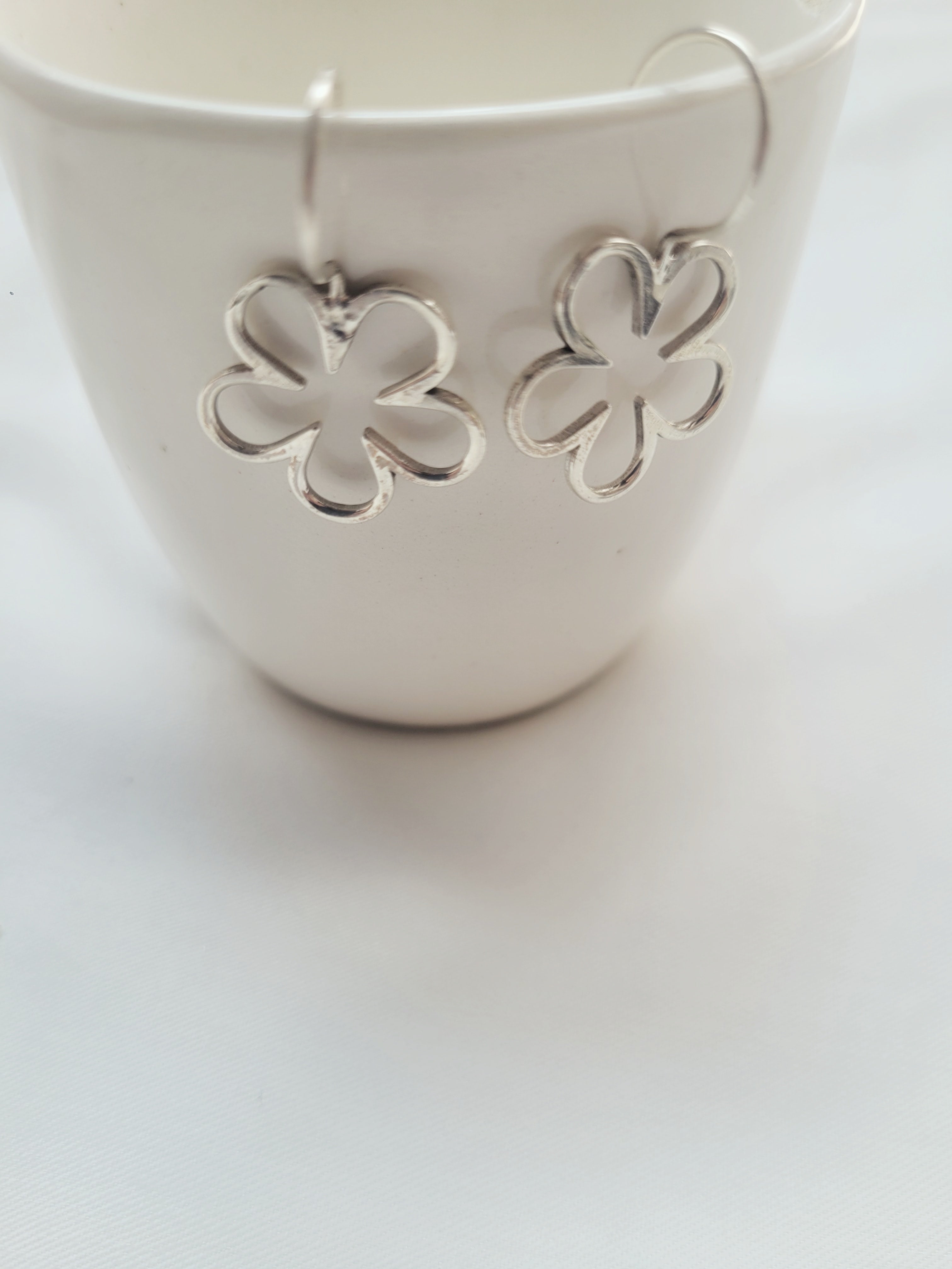 92.5 Silver Petal Hook drops Earrings- Handcrafted