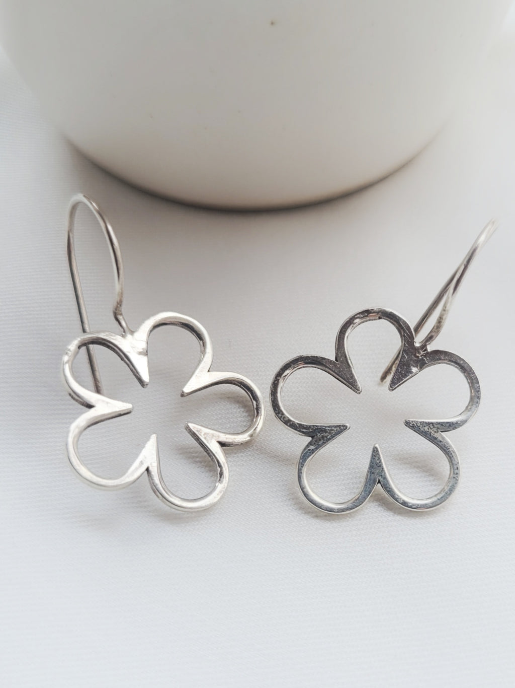 92.5 Silver Petal Hook drops Earrings- Handcrafted
