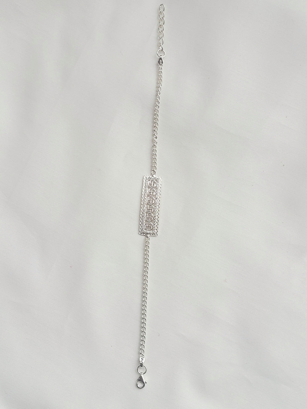Swastik Motif Adjustable Bracelet 92.5 Silver - Handcrafted